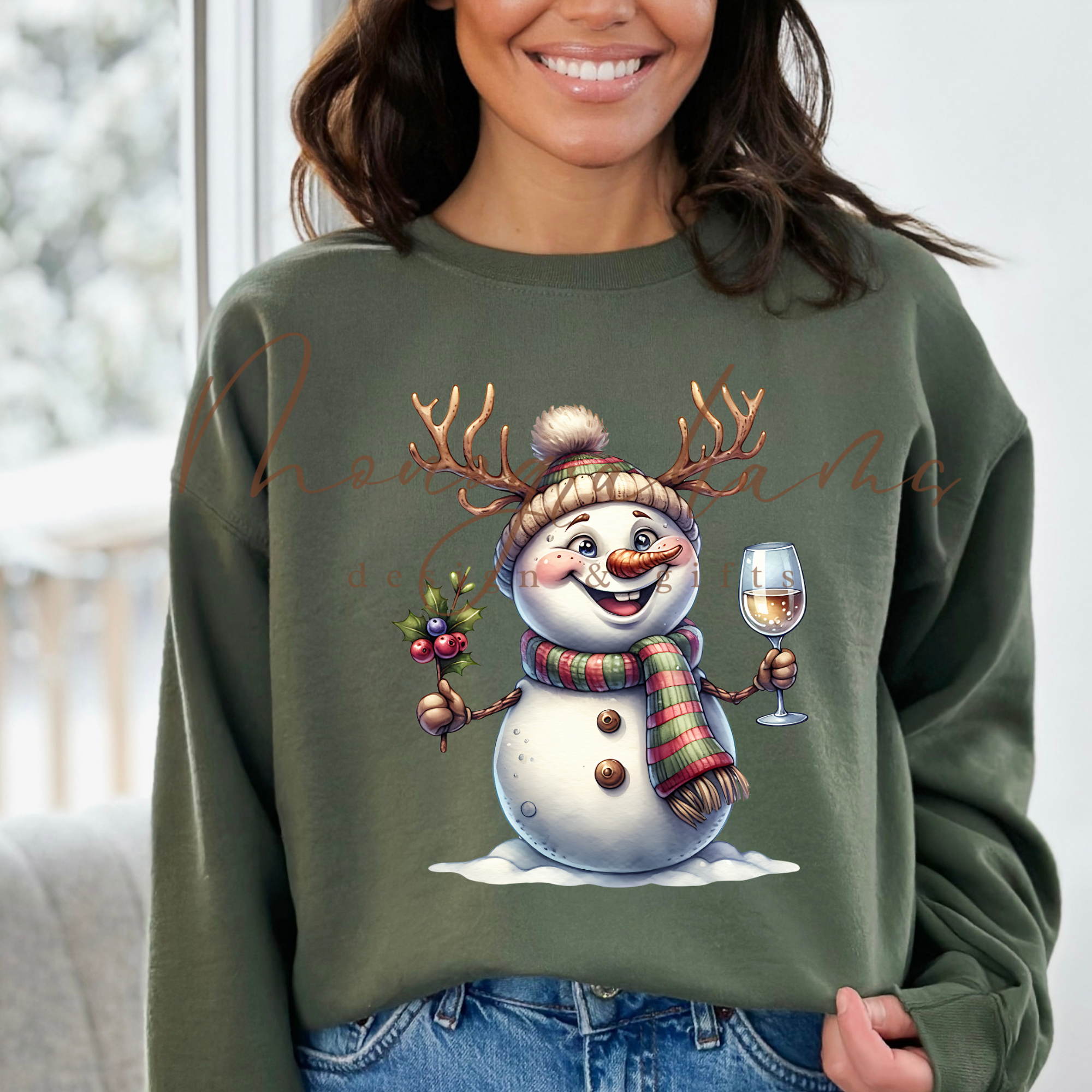 Happy Wine Snowman-Tan