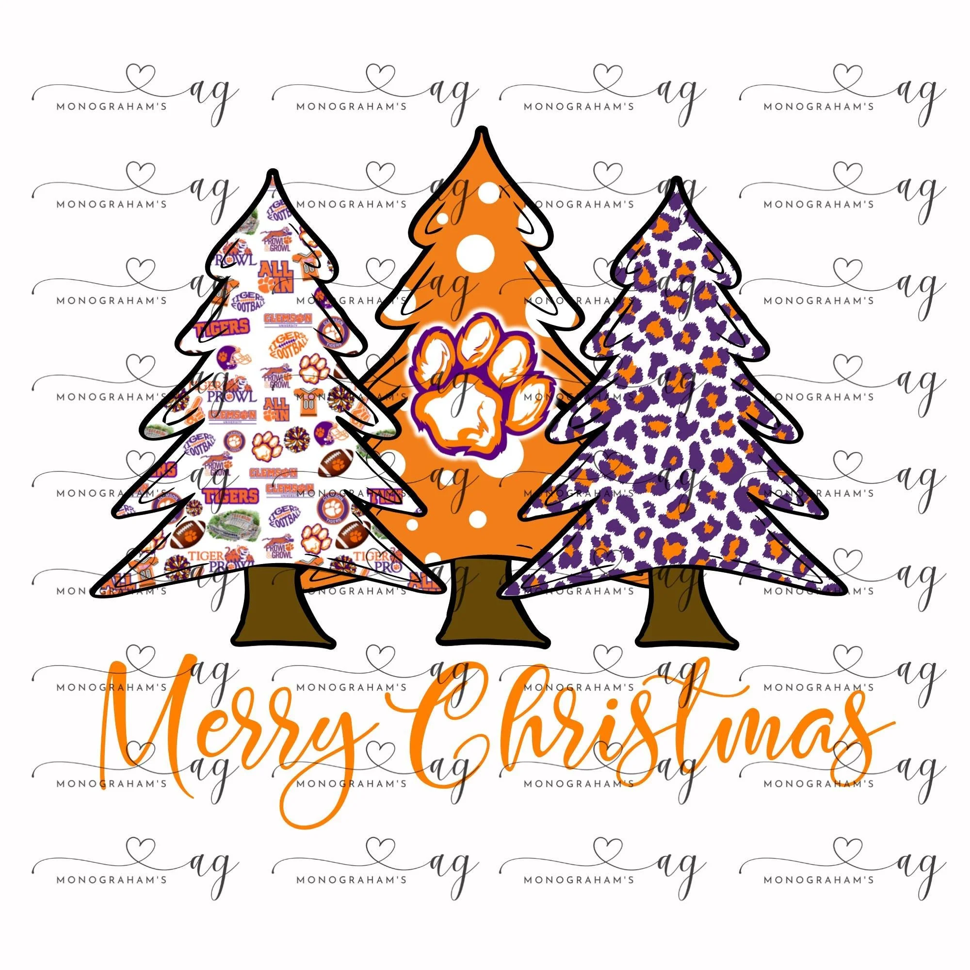 Clemson, Tigers, Christmas Trees, PNG