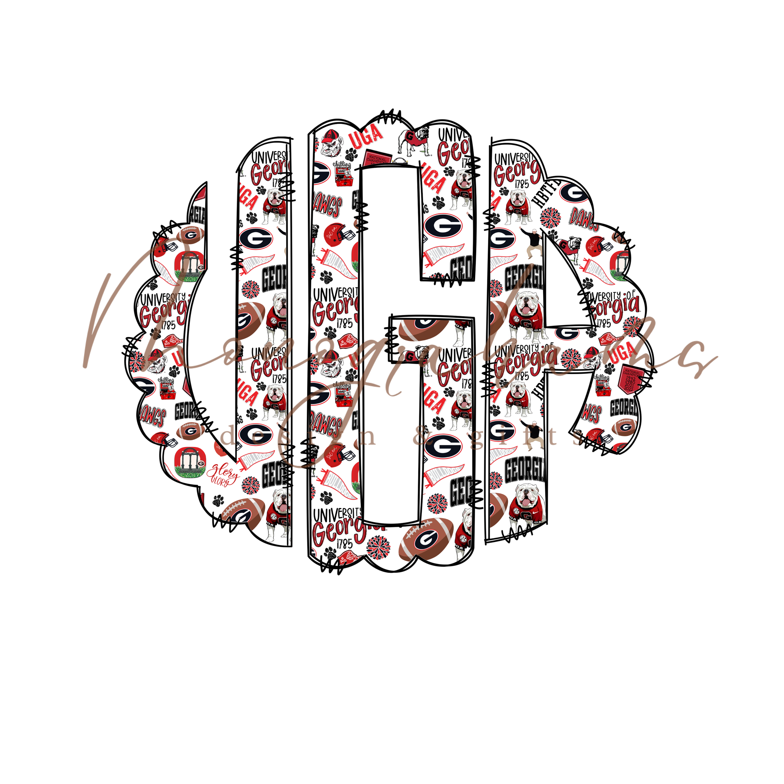 Georgia, UGA, Dawgs, Monogram, PNG