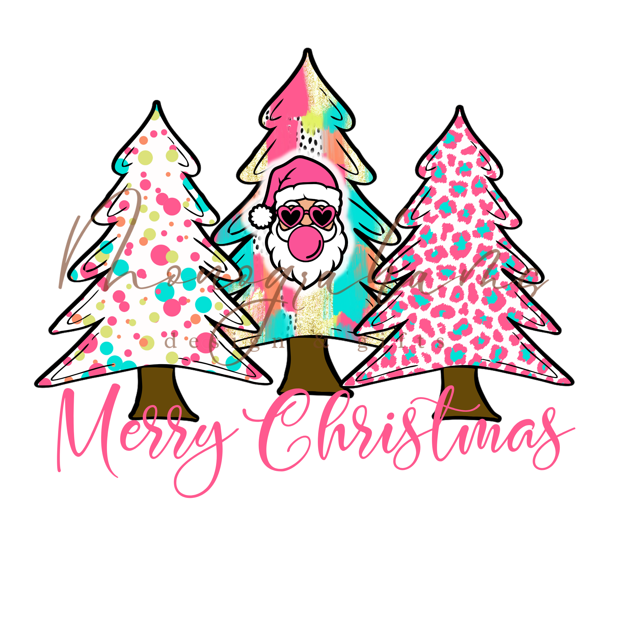 Santa Christmas Trees, PNG