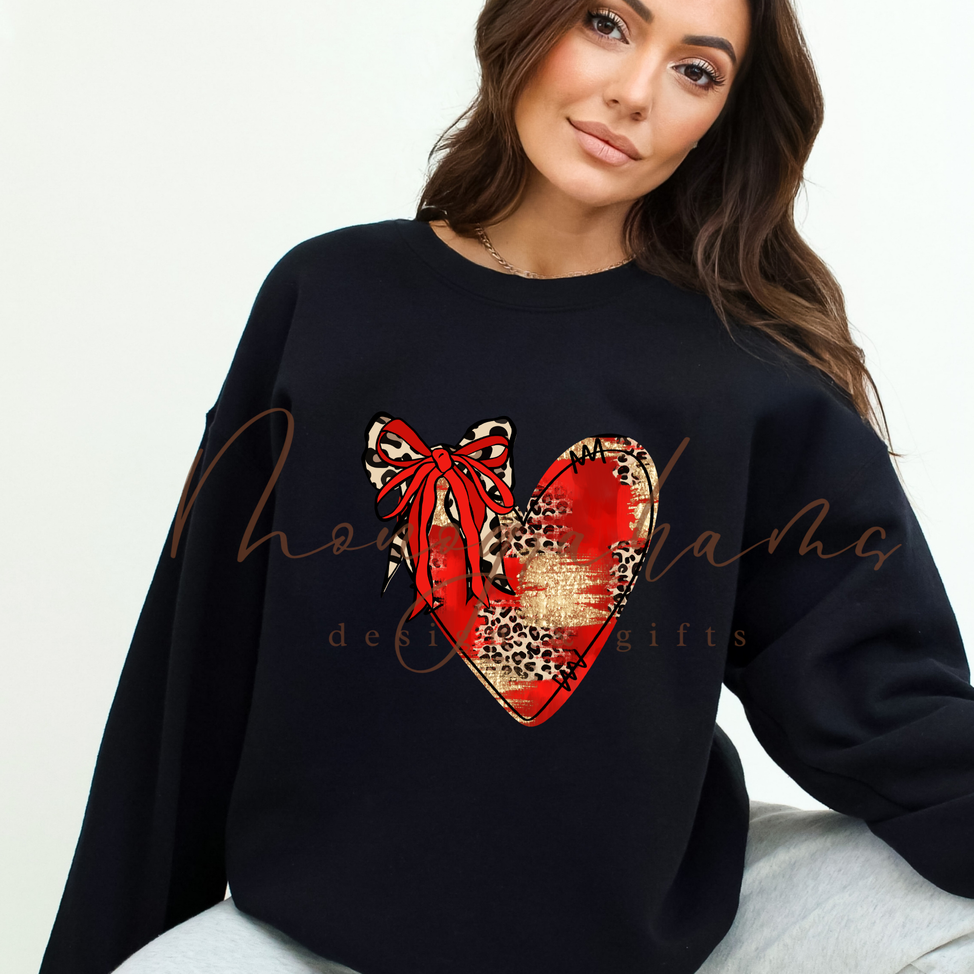 Red Glitter Leopard Heart