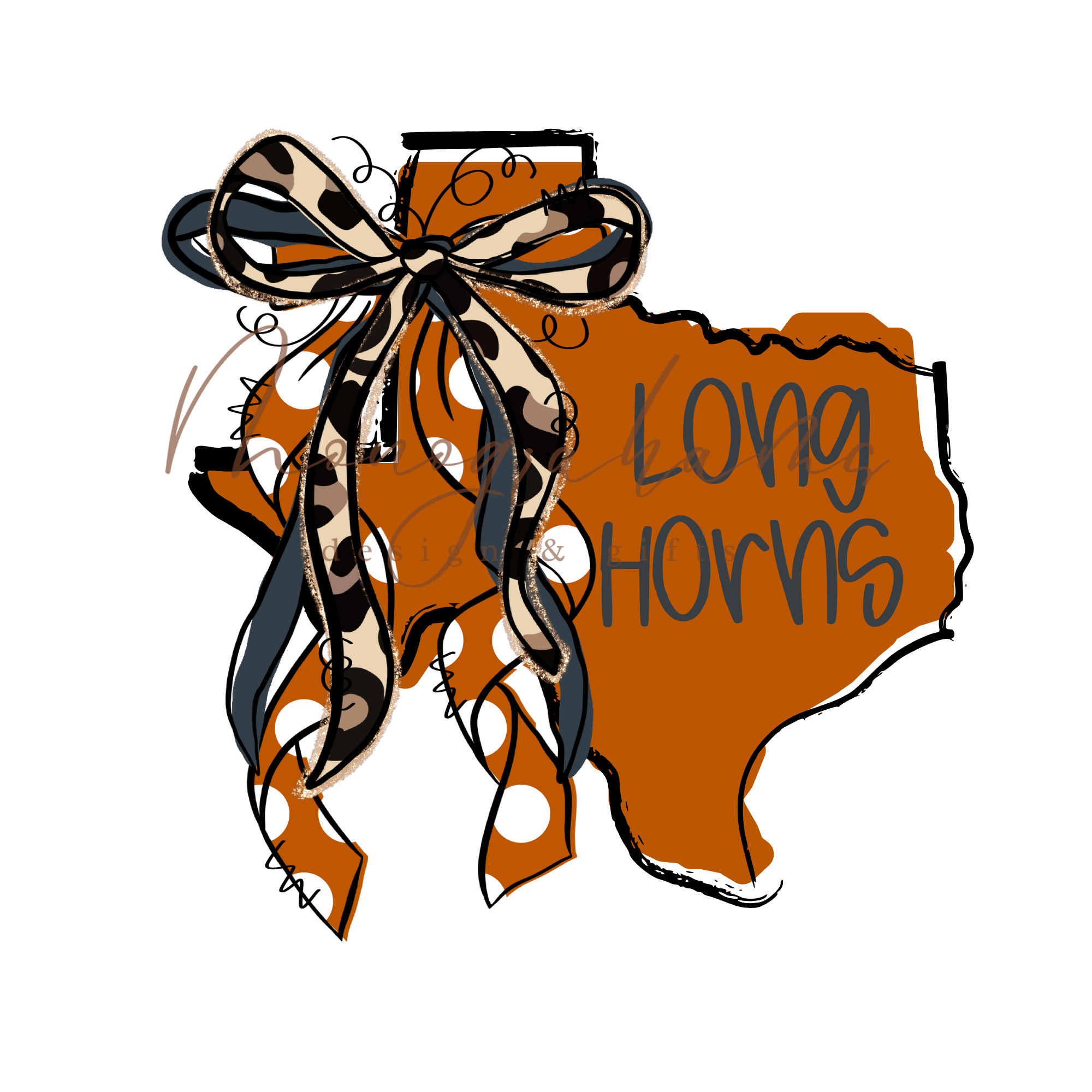 Texas Longhorns State Shape PNG