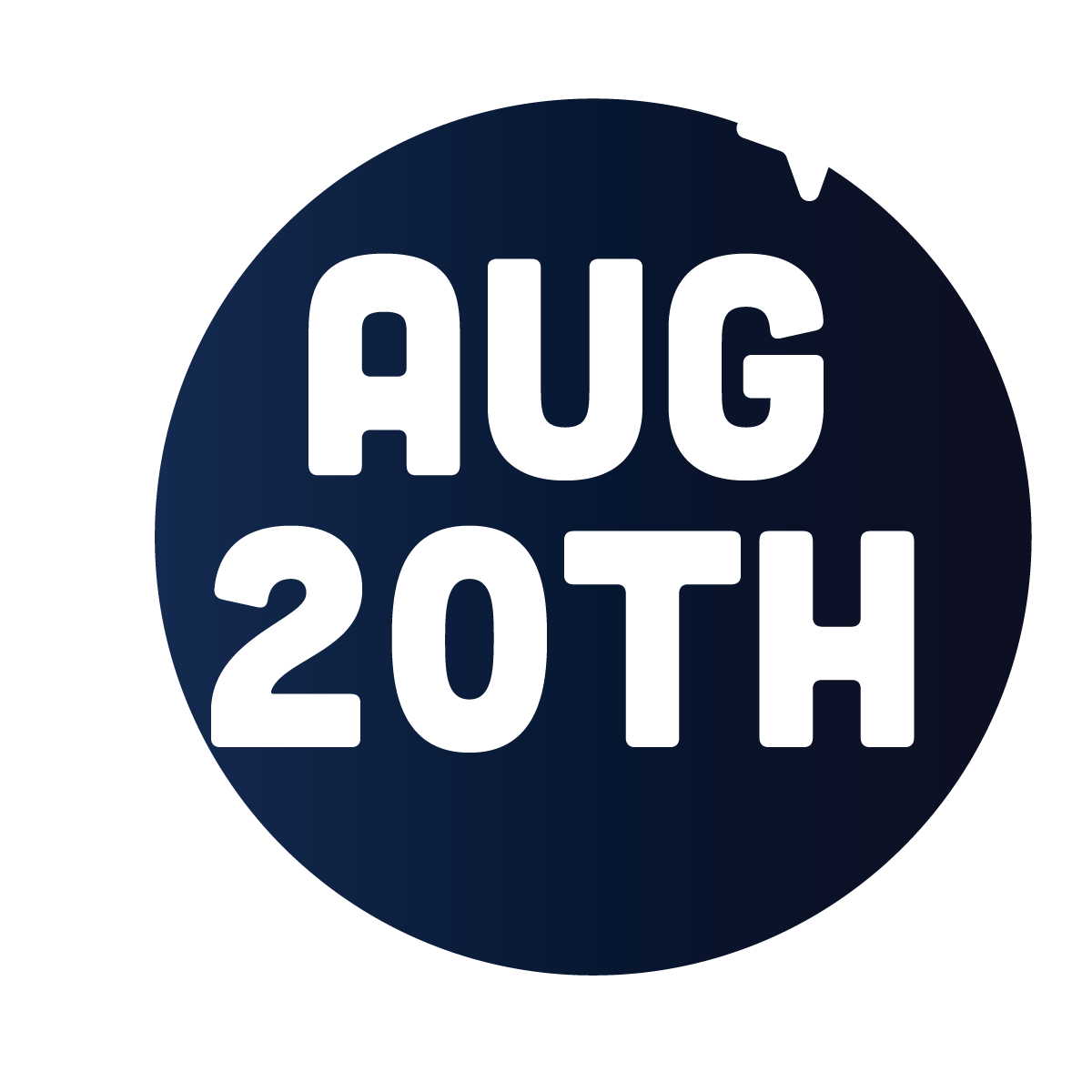 A graphic commemorating August 15th with a dark blue circular background, white text that reads "AUG 15TH", and a white star in the top right corner.