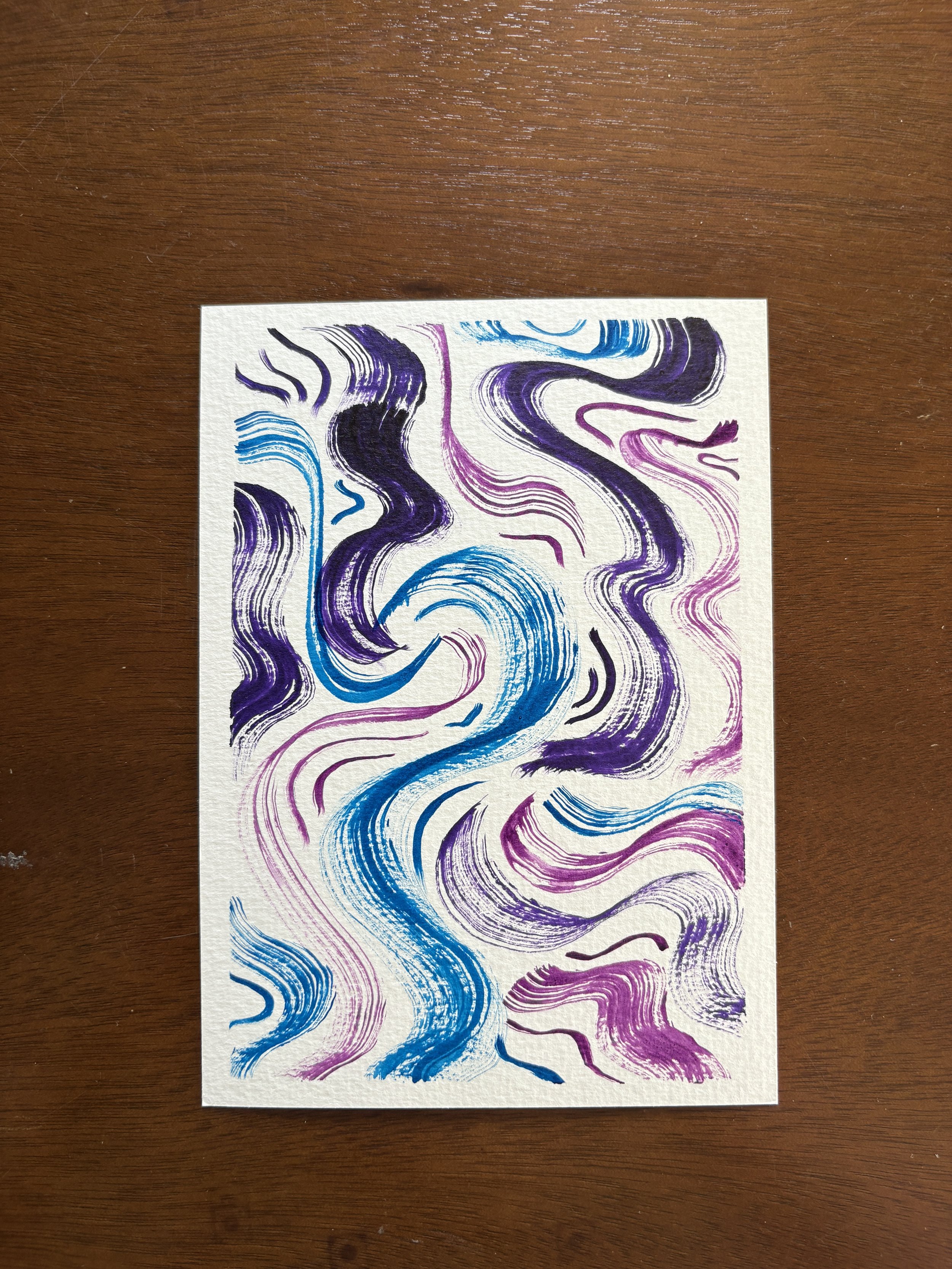 Blue & Purple Abstract Watercolor (5x7")