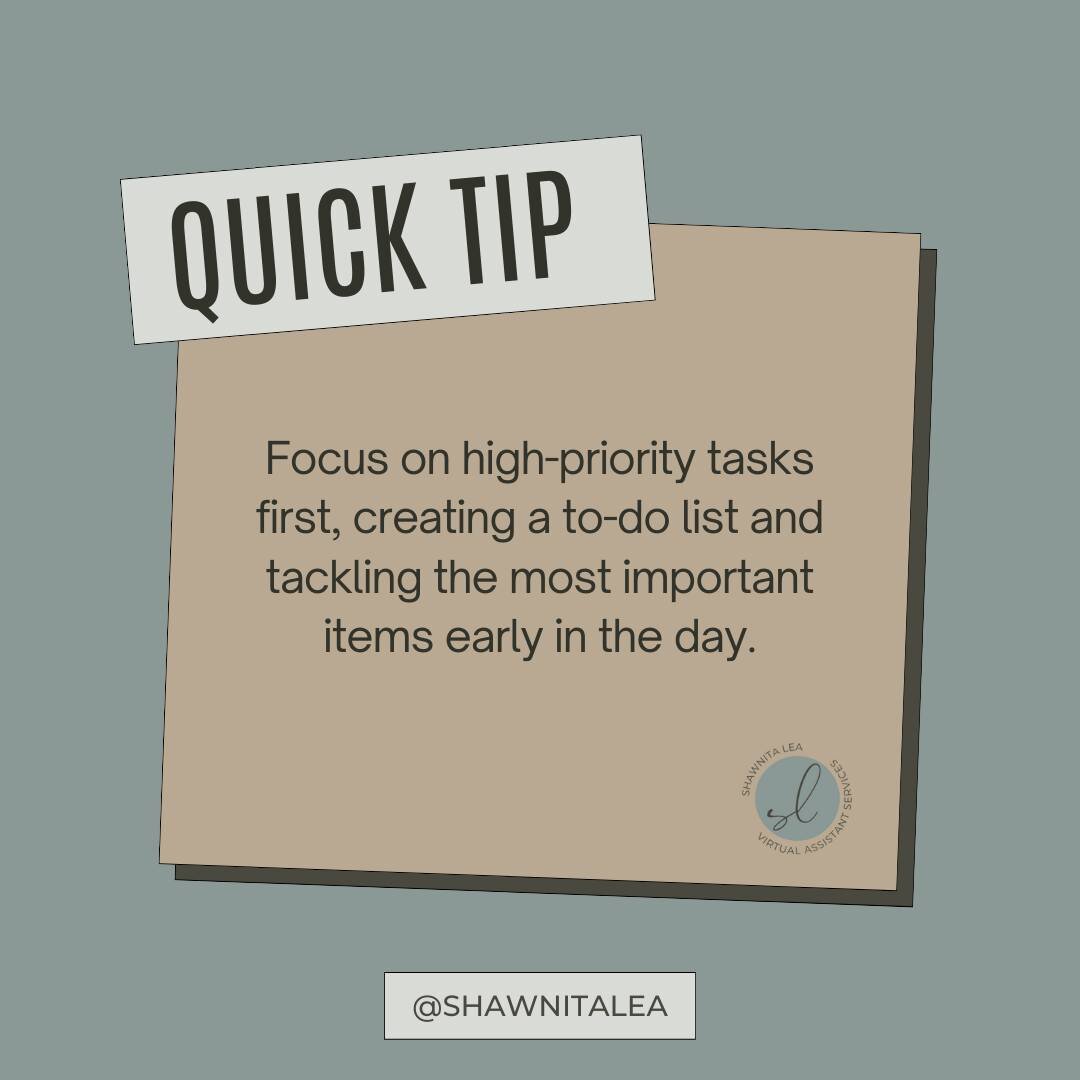 Happy Monday! Take a moment to look at your to-do list and focus on the highest priority first.  The one task that will set the tone for the rest of your week.  For me this week it is working on a social media plan and drafting the content for that p
