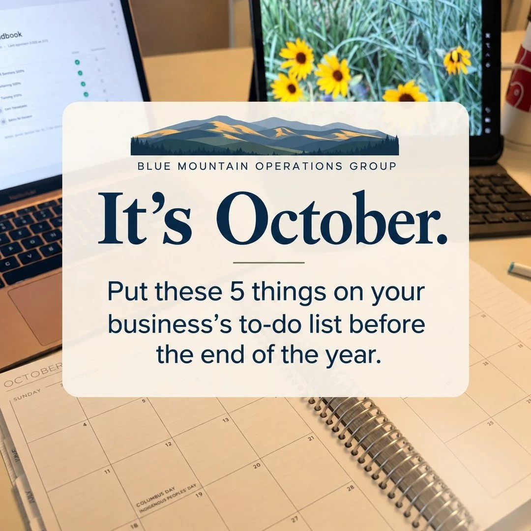 It&rsquo;s October, which makes this a good time to clean up a few things before the end of the year.

You do not need to overhaul everything at once.

Start with:
&bull; closing open loops
&bull; documenting one recurring process
&bull; cleaning up 