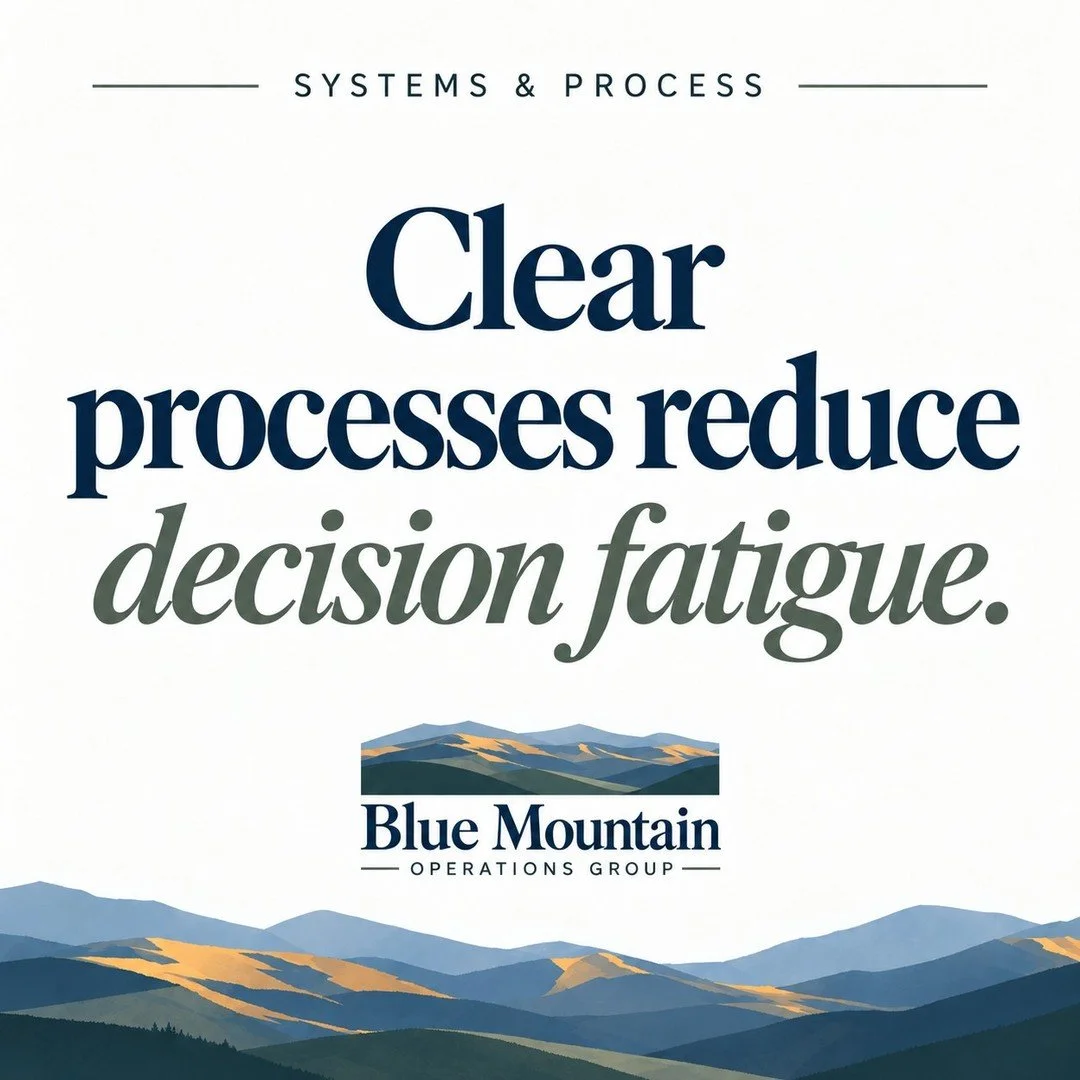 Clear processes reduce decision fatigue.

When the next step is already clear, you do not have to stop and figure it out every time.

Better processes make the day-to-day easier and leave more mental space for the decisions that actually need your at