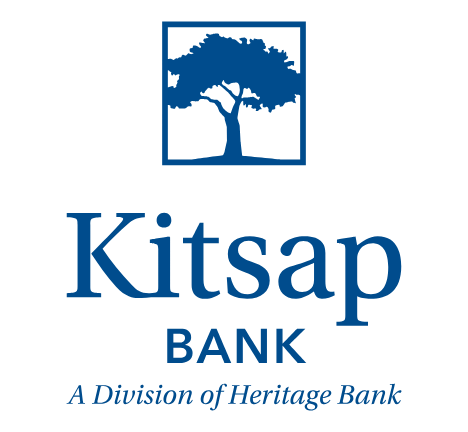 Kitsap Bank logo featuring a tree and text indicating it is a division of Heritage Bank.