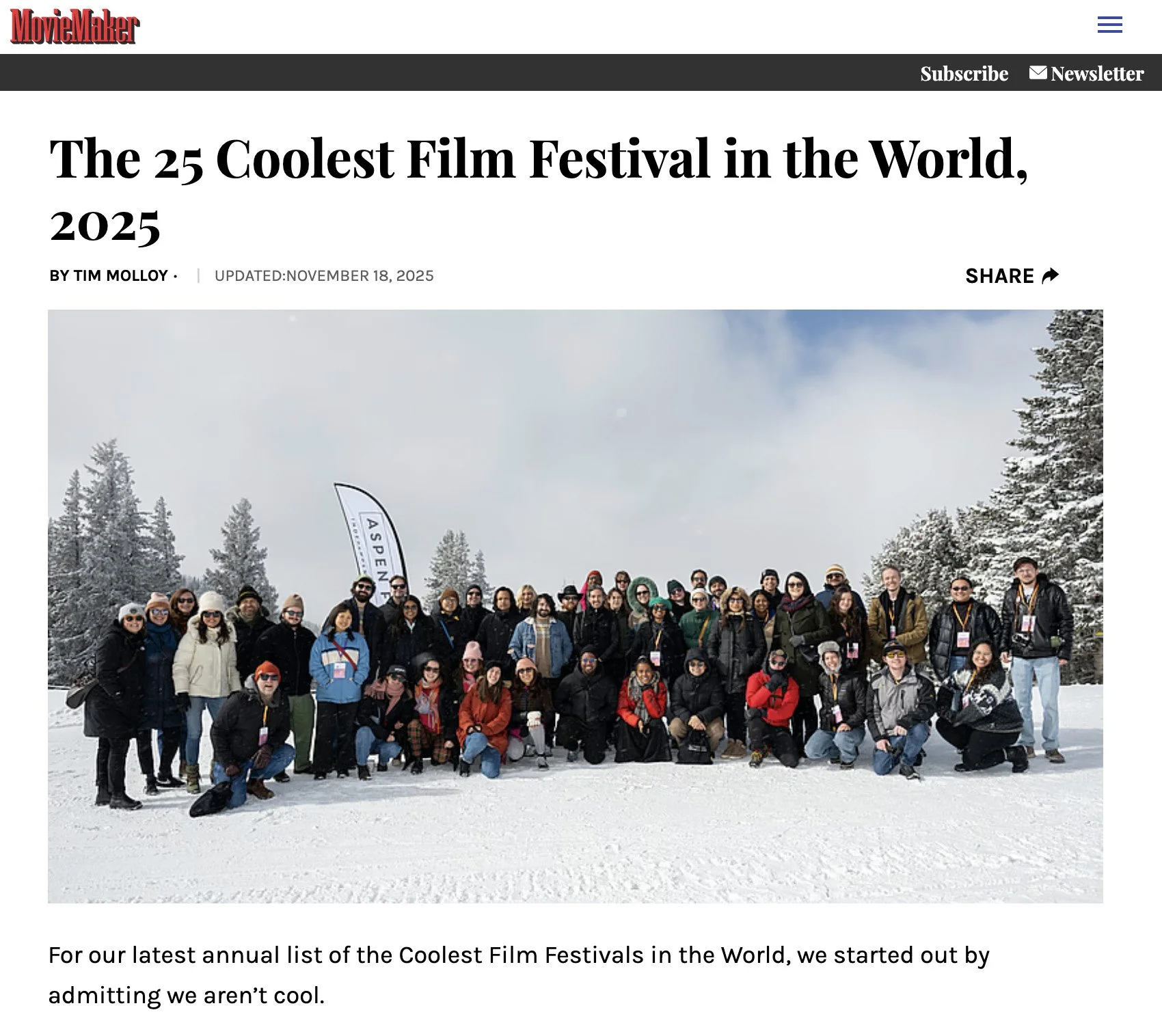The 25 Coolest Film Festival in the World, 2025
