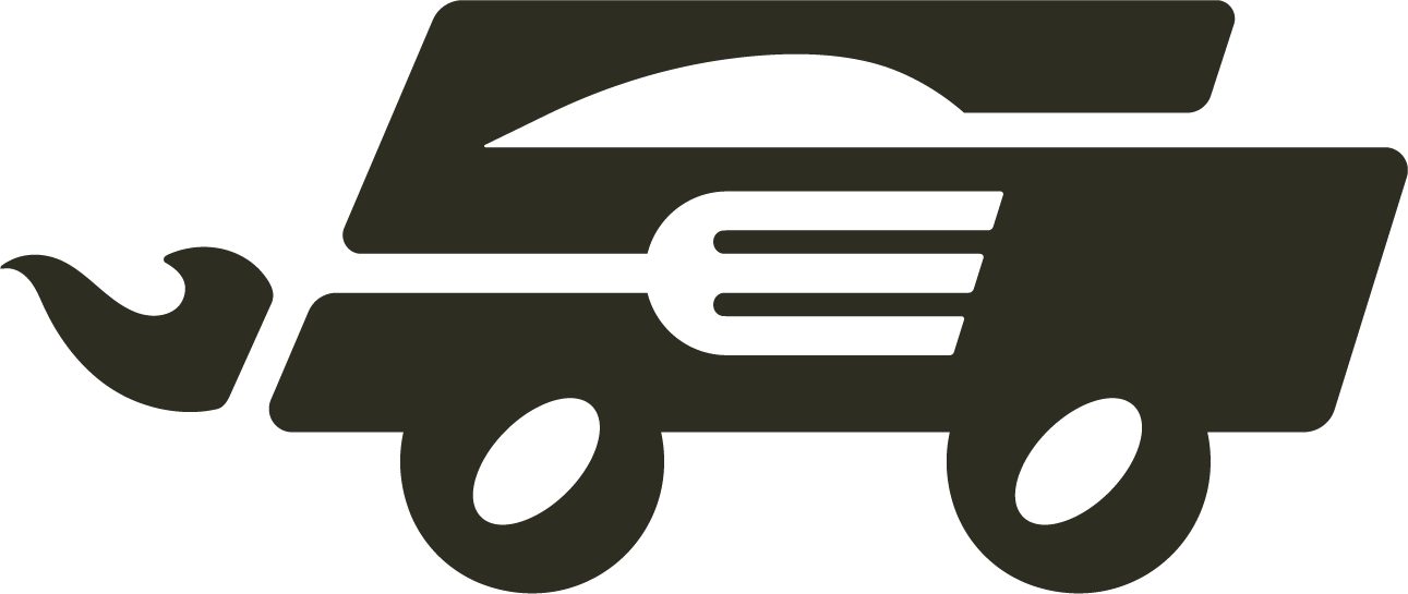Silhouette of a delivery truck with a fork and a wrench crossed behind it, indicating repair or maintenance of delivery vehicles.