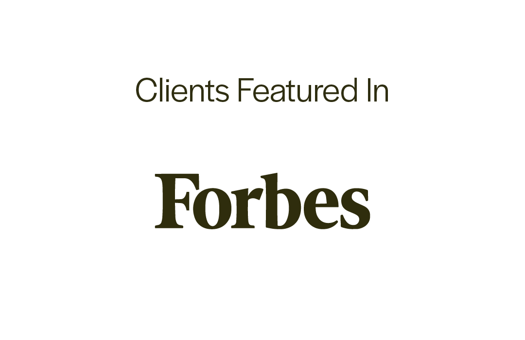 Logo of Forbes with the text 'Clients Featured In Forbes'.
