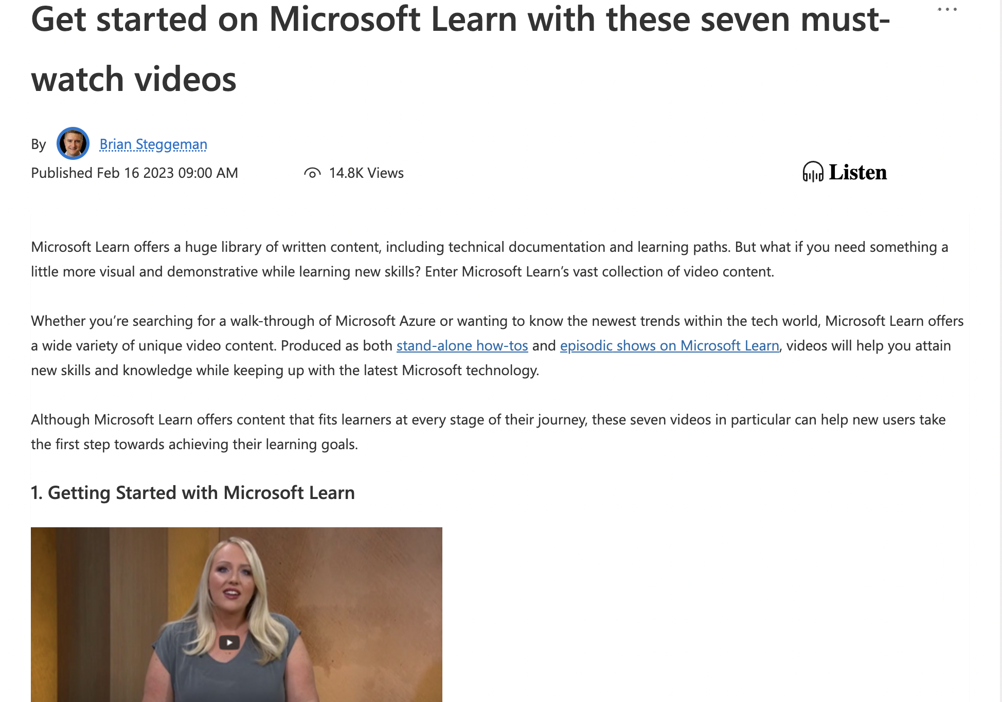 Blog Post: Get started on Microsoft Learn with these seven must-watch videos