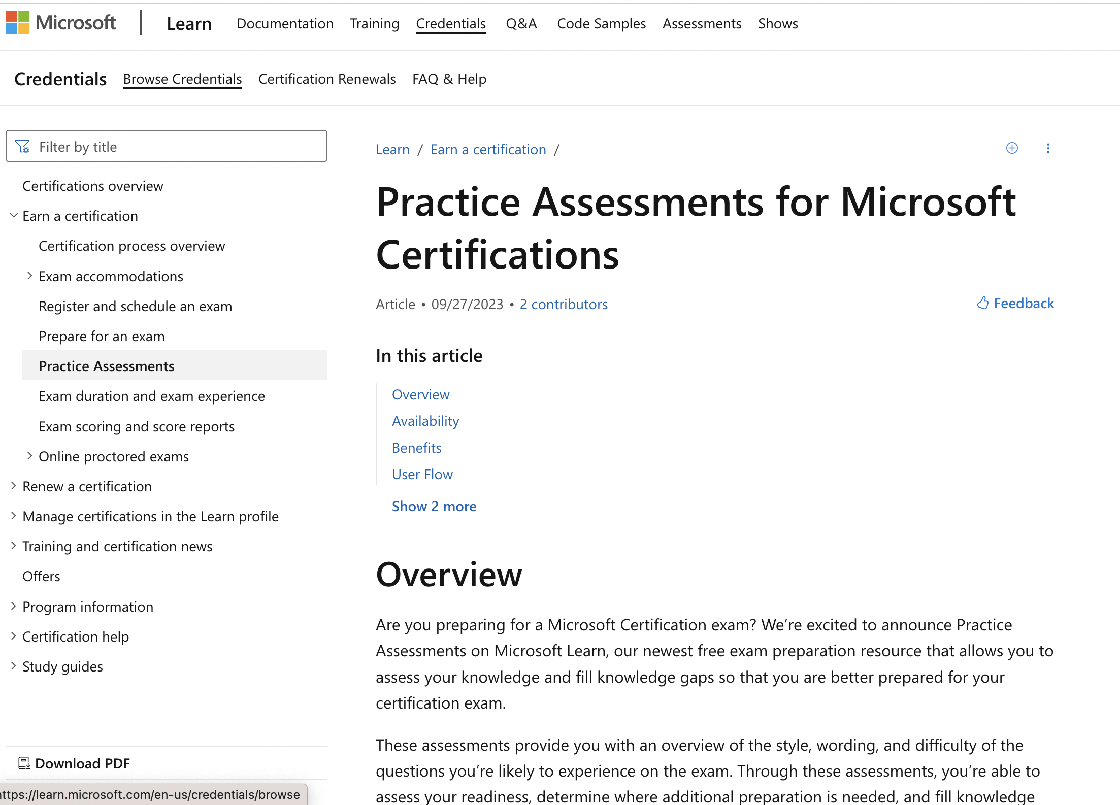 Info Page: Microsoft Practice Assessments