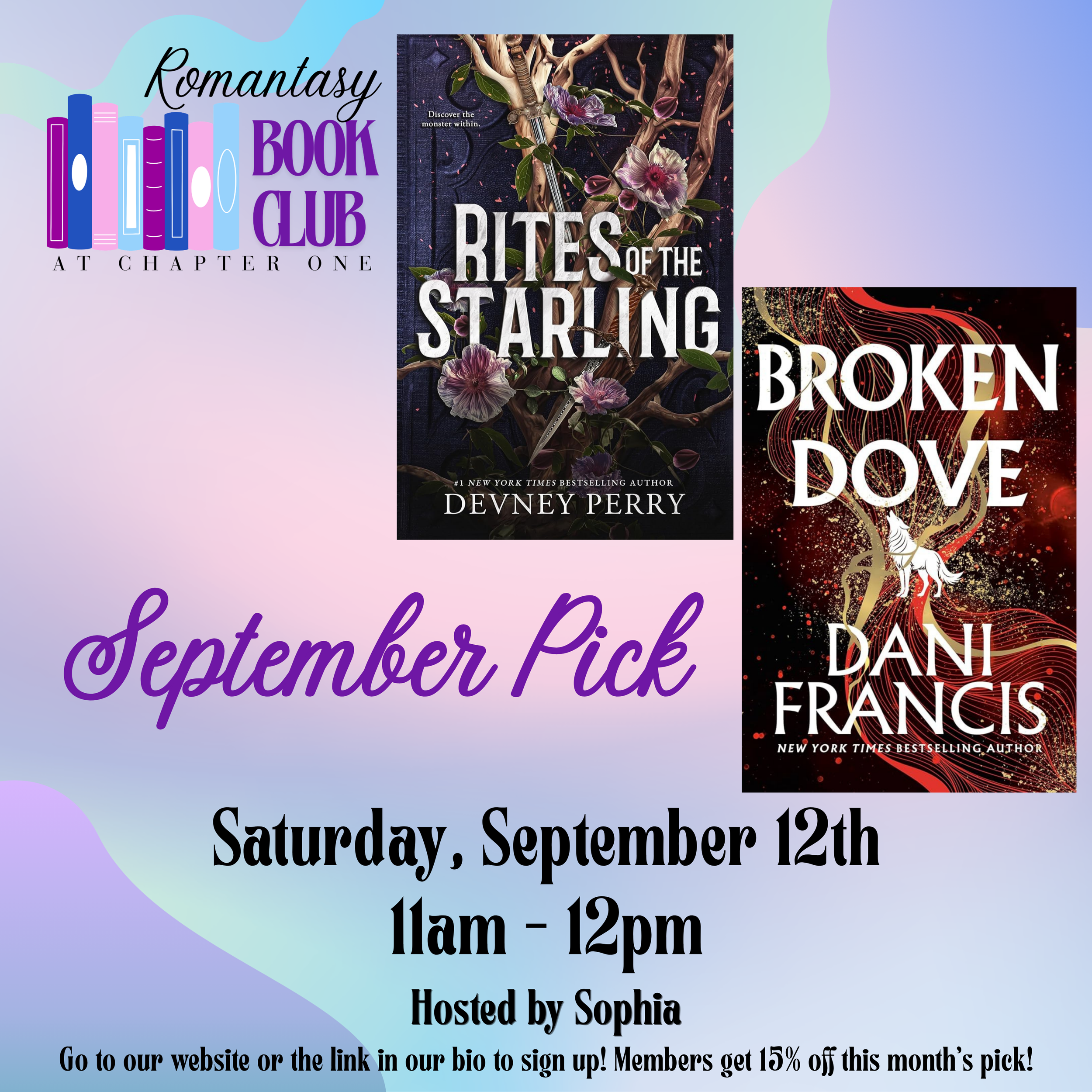 Romantasy Book Club: Broken Dove by Dani Francis and Rites of the Starling by Devney Perry