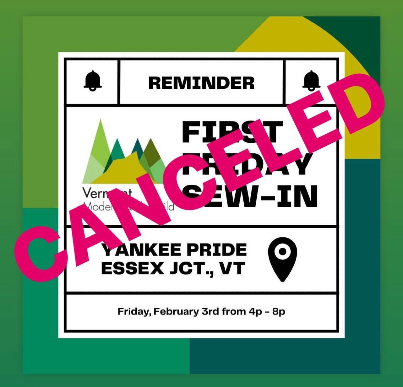 We&rsquo;re canceling tonight&rsquo;s sew-in so folks can stay cozy at home. Our next sew-in is scheduled for Friday 3/3 same place and same time. #vtmqg