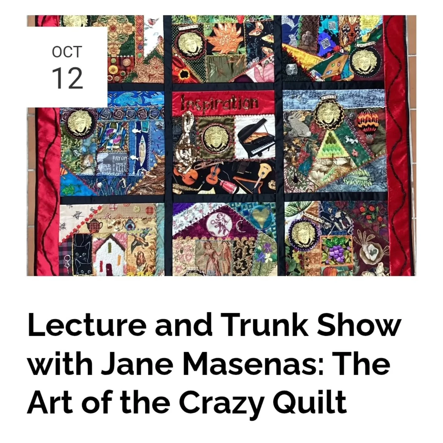 Join us on Sunday to learn about crazy quilts.  We will also have a curved piecing demo and hand out kits for our raffle quilt. 

If you're a member, bring your mug rug for the micro challenge!

We're meeting at Yankee Pride!!