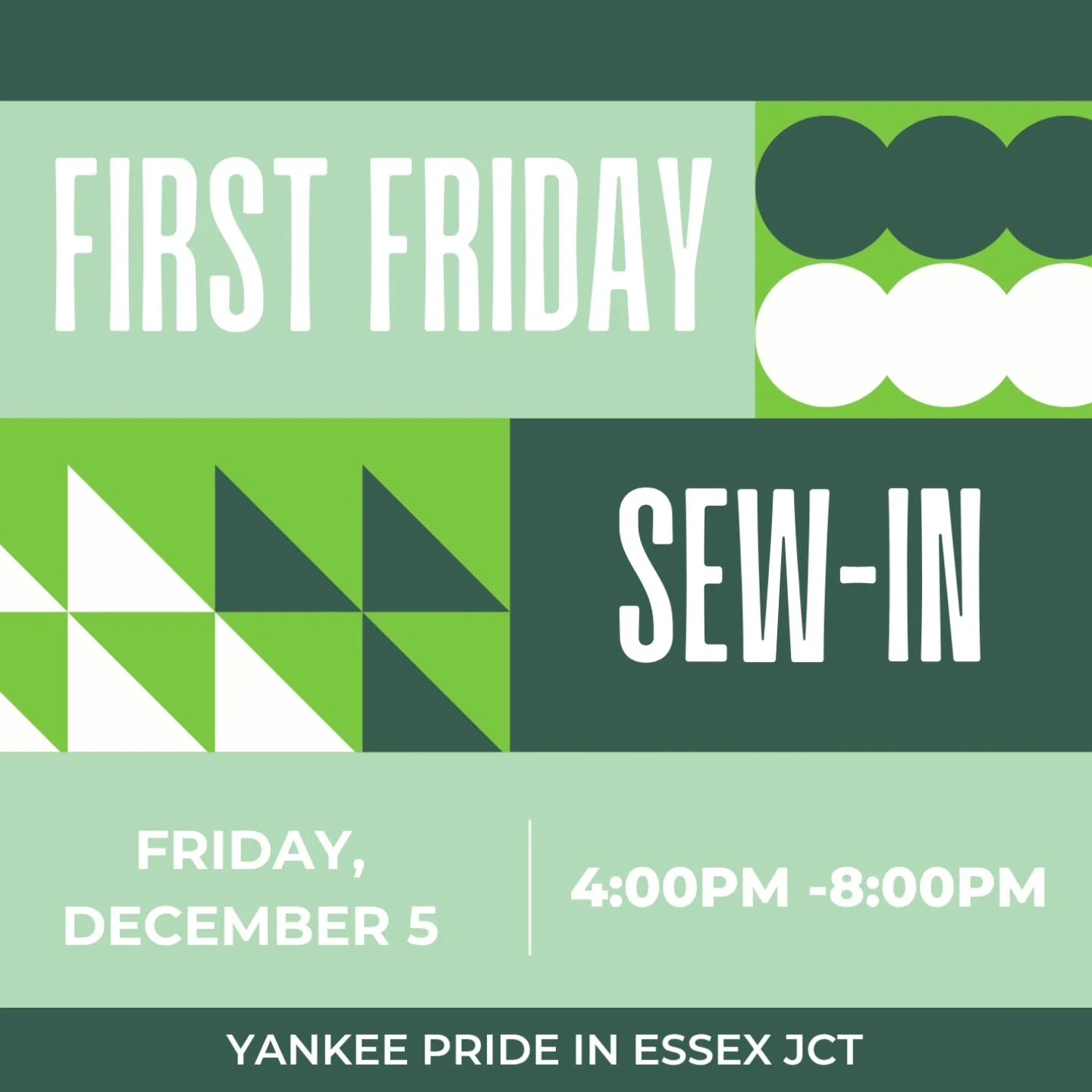 Come hang with us this Friday at @yankeepridequilts

Bring your projects (hand or machine), any notions you need, and your supper. Or no projects and just hang. Yankee Pride will provide the tables, chairs, ironing stations, and cutting stations. 

W