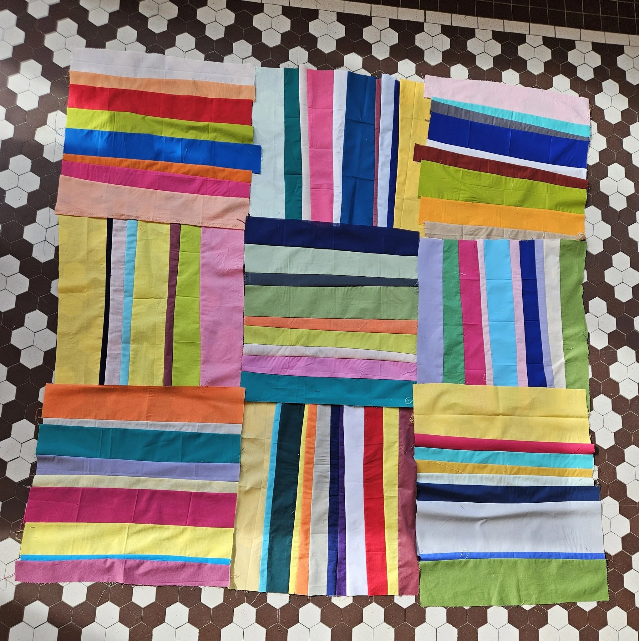 Join us this Saturday for a community quilt sew in! 

Inspired by Denise Schmidt&rsquo;s &ldquo;A Different Stripe&rdquo; method, we&rsquo;re sewing big improv blocks together. Our goal is to send volunteers home with enough blocks to piece community