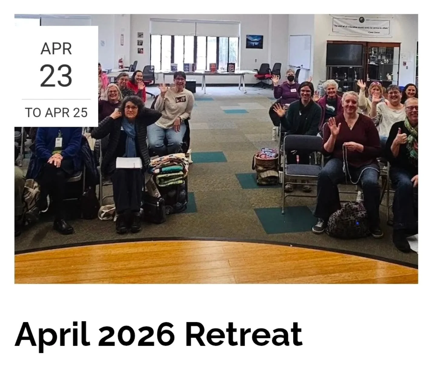 Sign up today!! The April retreat is a fun and relaxed opportunity to work on your sewing projects in the company of VTMQG friends. Work at your own pace, get quilting advice from others, take a break to chat, have a snack, and come and go on your ow
