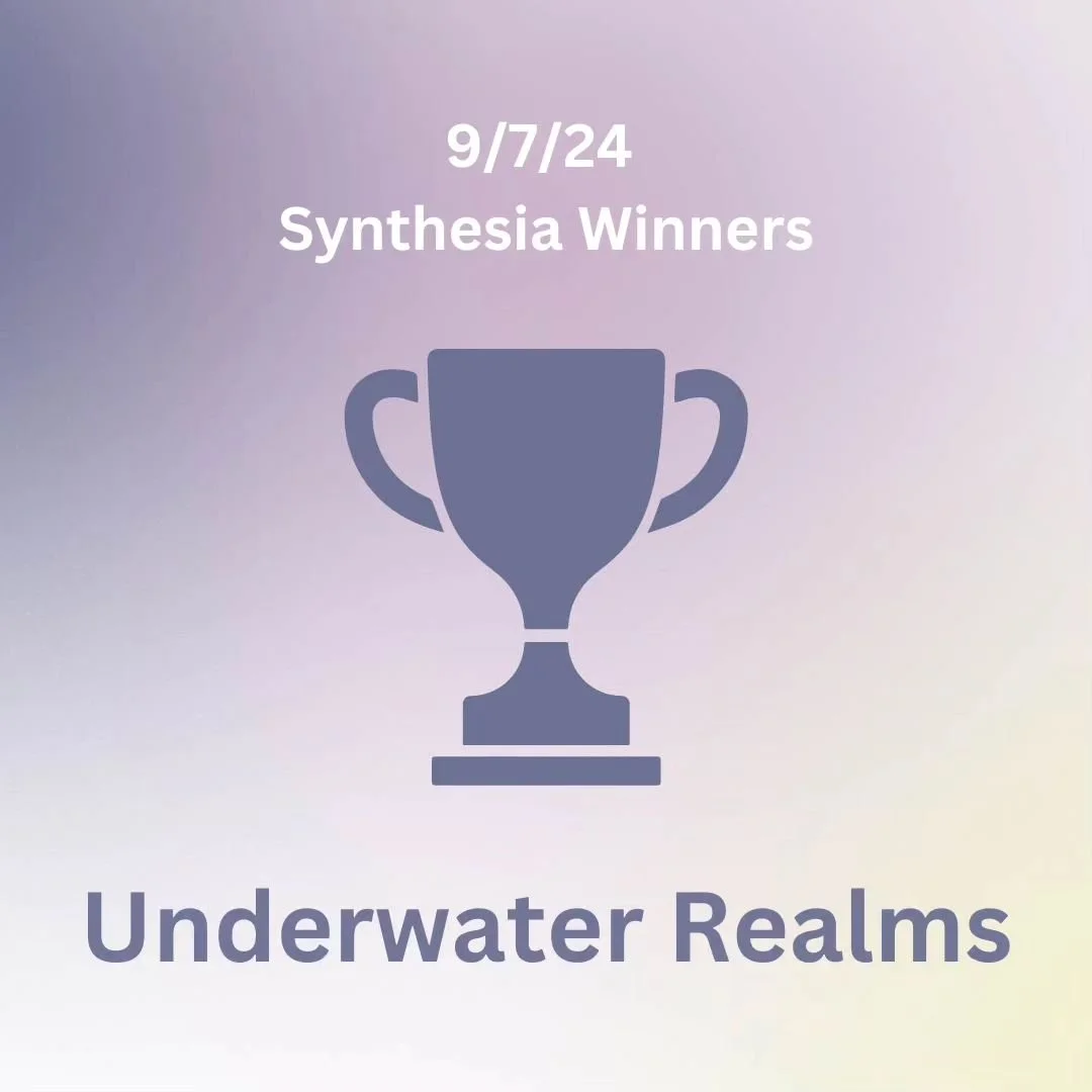📣 Congratulations 🎉🎉🎉 to the winners of the UNDERWATER REALMS Synthesia art contest, and thank you to all who participated! 

Our winners are: 

🏅 @liana___bee

🥈@oonaode

🥉 @__mindeye___

Tune in tomorrow for our next challenge announcement! 