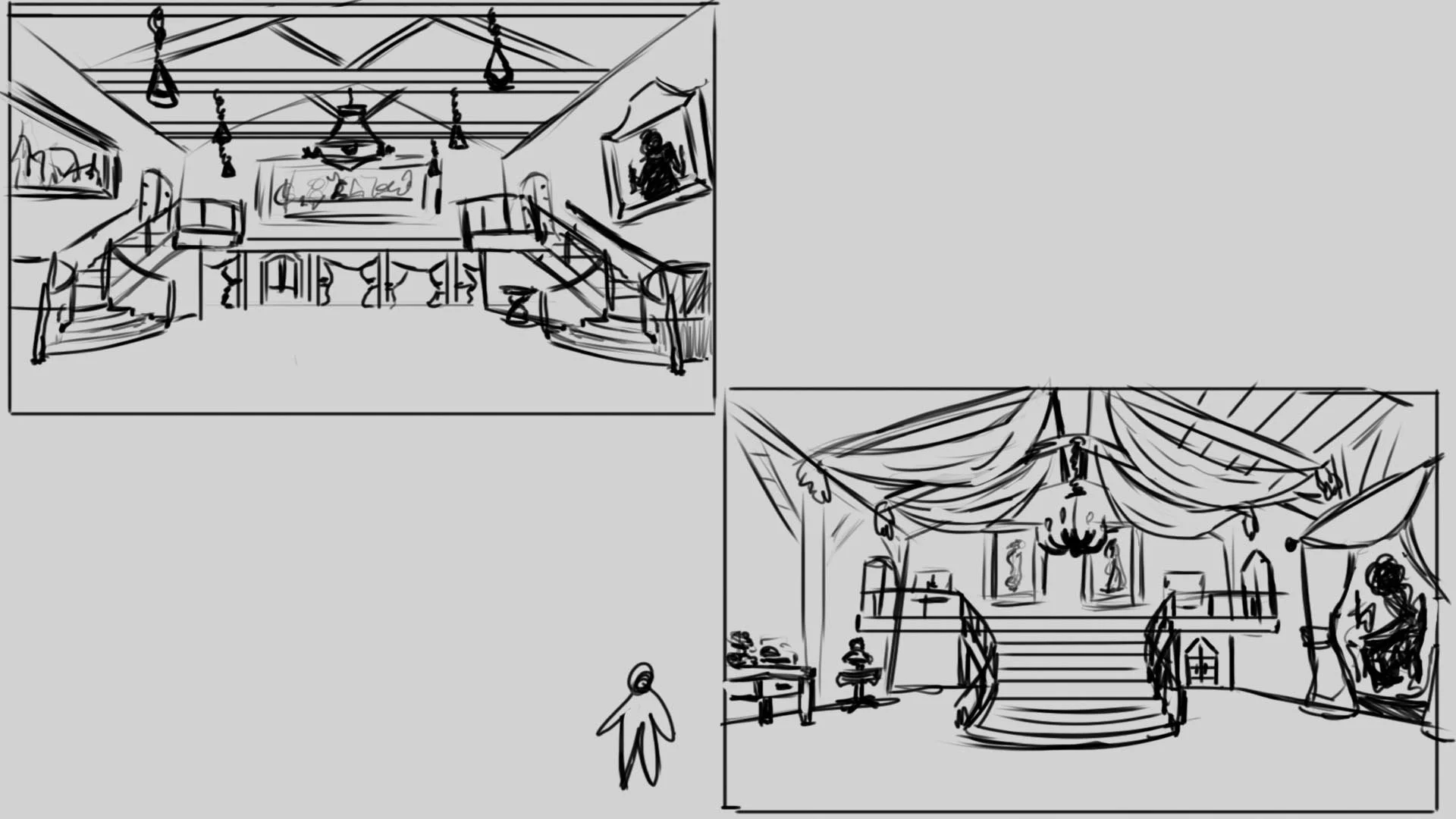 Haunted Foyer of Ghoul Mansion: Interior Concept Art — Travis Sketches