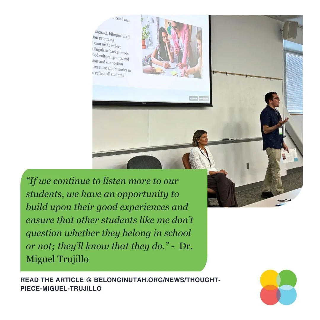Thought Piece: Dr.Miguel Trujillo on &ldquo;What Does it Mean to Belong?: Listening to Youth Voices&rdquo;

Dr. Miguel Trujillo, one of the researchers behind our report, &ldquo;What Does it Mean to Belong?: Listening to Youth Voices,&rdquo; reflects