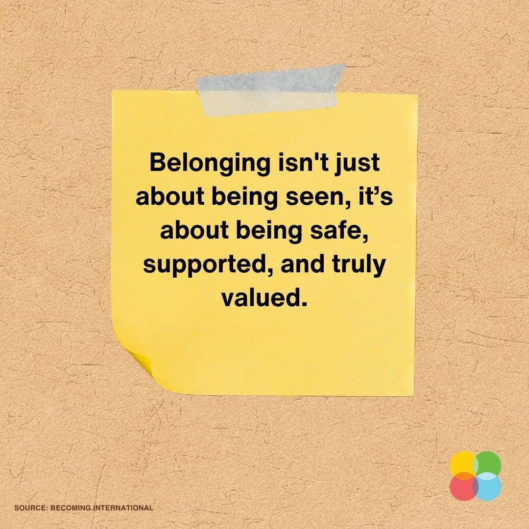Belonging goes deeper than visibility. It's about creating spaces where everyone feels safe, supported, and truly valued. That's the foundation of strong communities.
Where can you create more belonging today? At work, at home, in your neighborhood? 