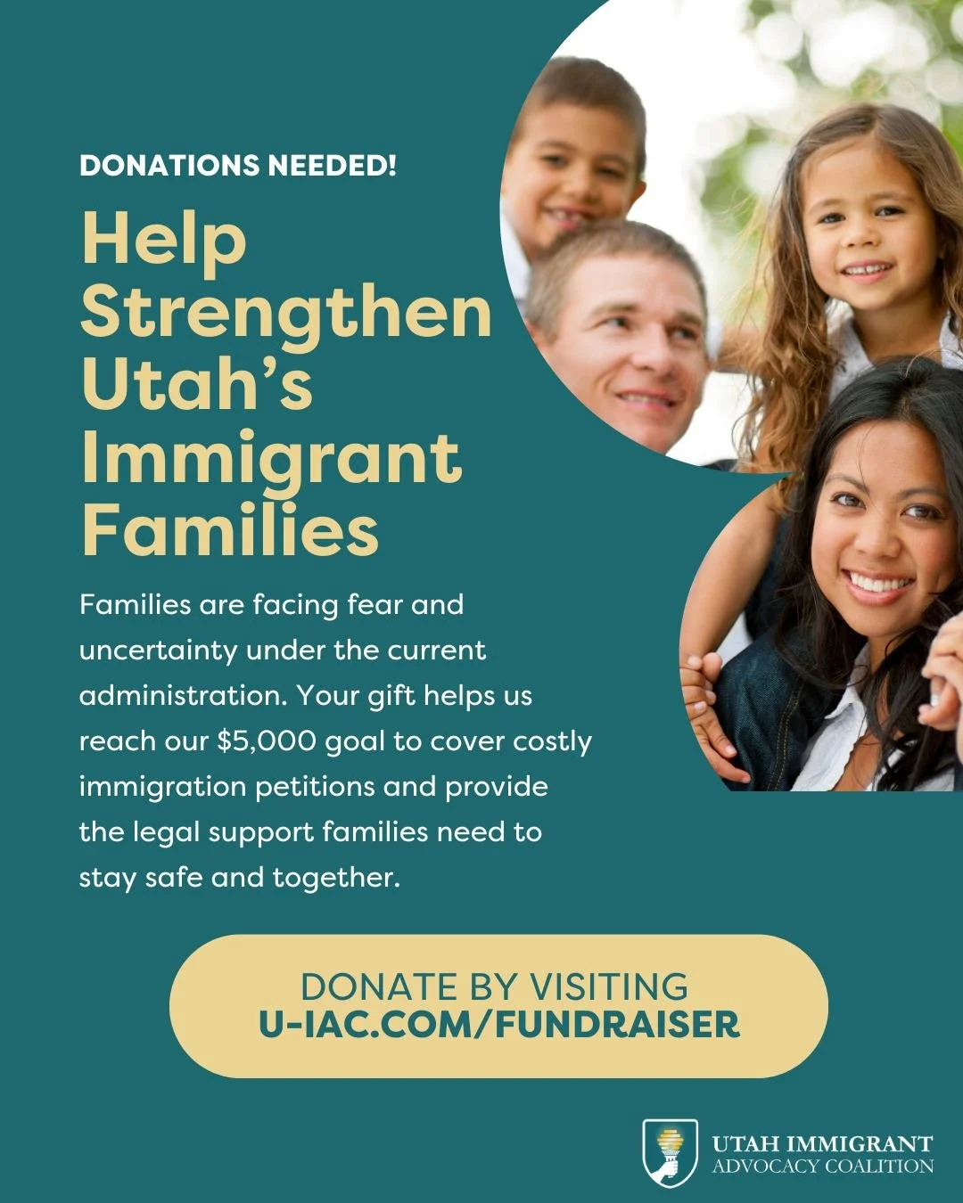 Right now, immigrant families across Utah are facing fear and uncertainty. They need legal support to stay safe and together.

The Utah Immigrant Advocacy Coalition is continuing to raise funds to help cover the cost of immigration and provide the le