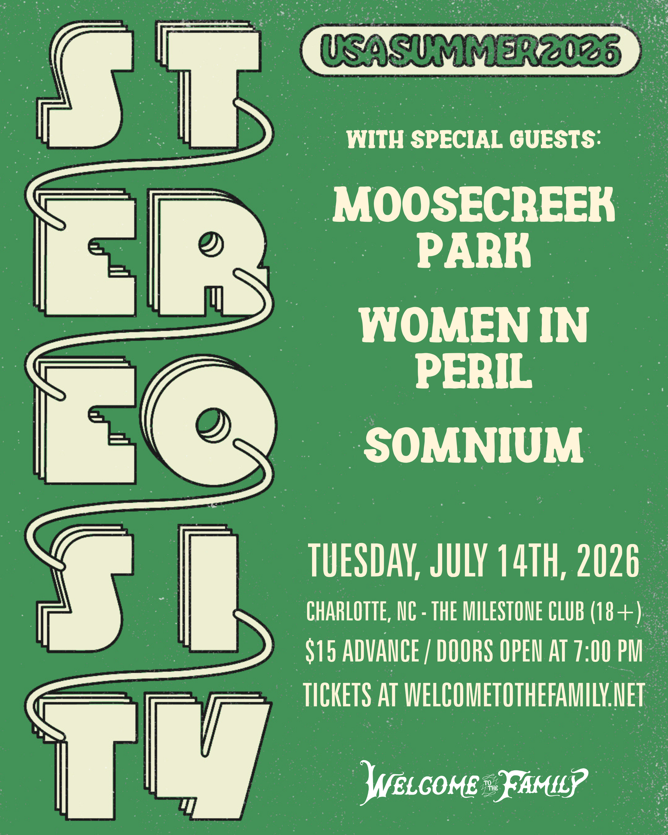 Stereosity, MooseCreek Park, Women in Peril, and Somnium