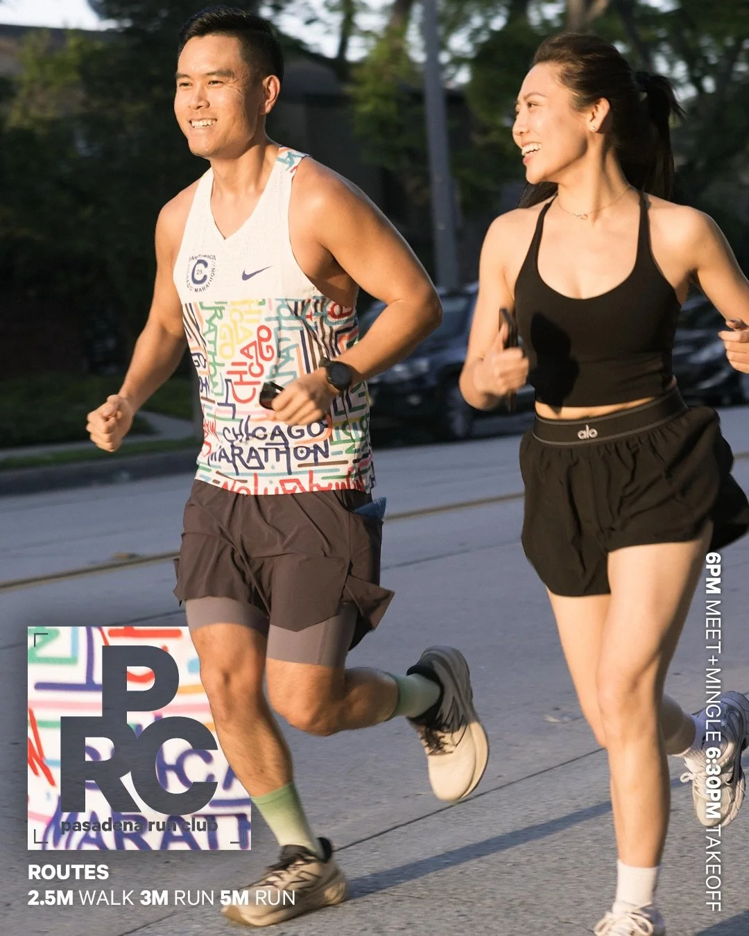Join us tonight for some fun on our usual routes.

Movement options:
2.5 mile Walk 
3 &amp; 5 mile Run

MEET &amp; MINGLE: 6PM
TAKE OFF: 6:30PM

lululemon Pasadena 
103 W. Colorado Blvd, Pasadena 91105

🏎️ Parking: Street or garage parking available