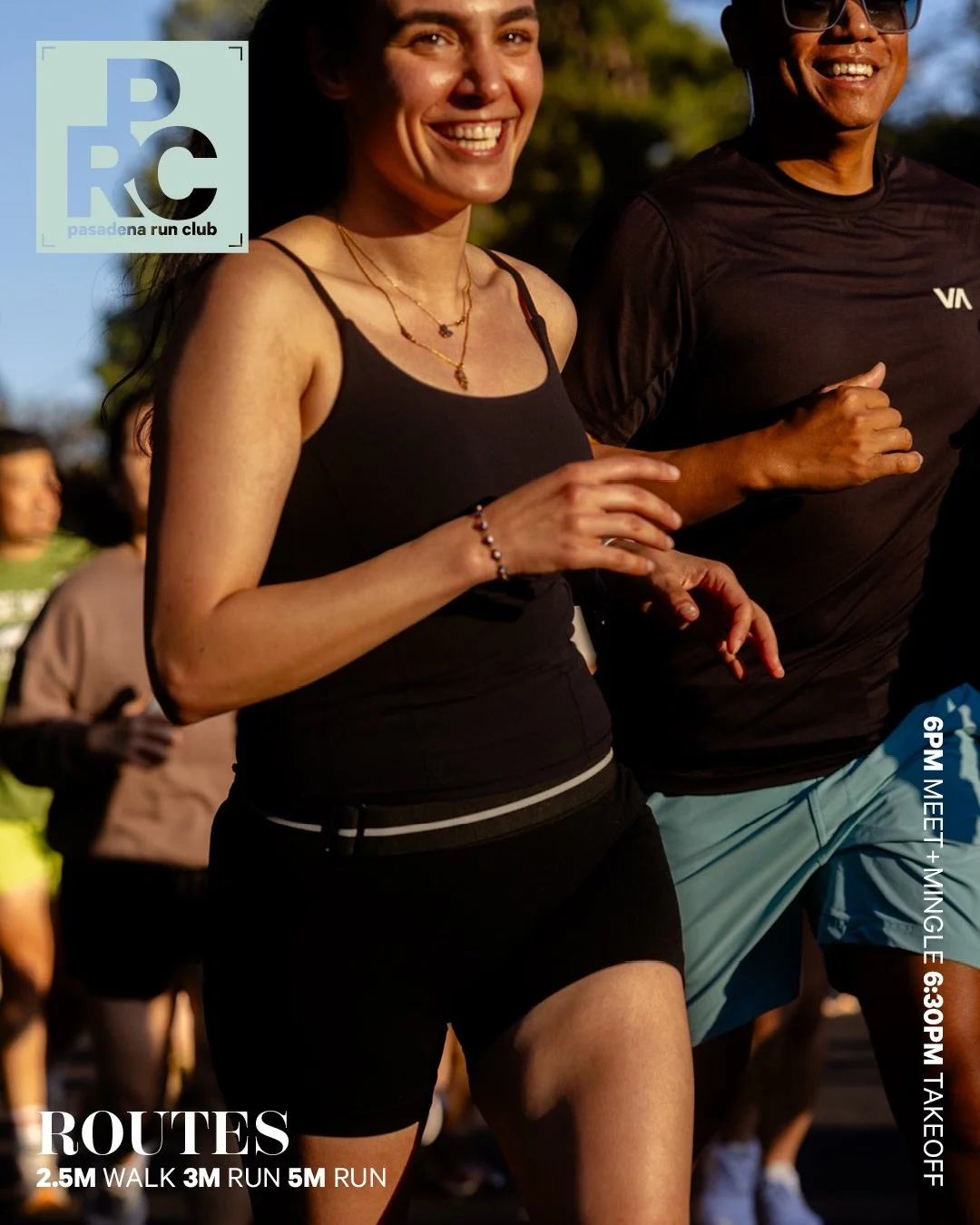 It&rsquo;s a great night to hang with all of your friends. Hope to see you!

Movement options:
2.5 mile Walk 
3 &amp; 5 mile Run

MEET &amp; MINGLE: 6PM
TAKE OFF: 6:30PM

lululemon Pasadena 
103 W. Colorado Blvd, Pasadena 91105

🏎️ Parking: Street o