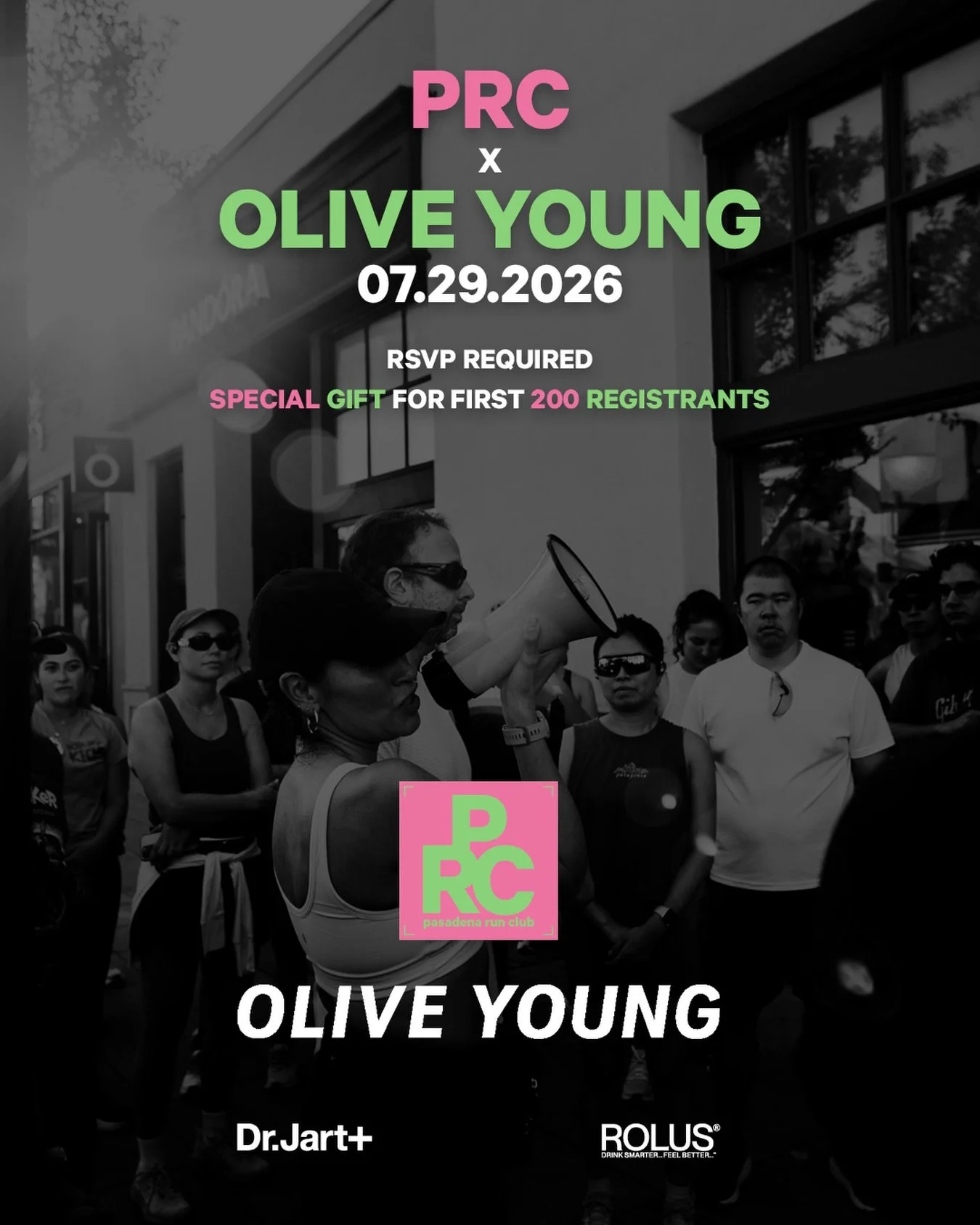 Pasadena Run Club  x Olive Young and Dr. Jart +

We&rsquo;ve teamed up with K-Beauty retailer Olive Young to bring PRC members a special night of running and beauty featuring Dr. Jart+

RSVP is required - https://www.pasadenarun.club/prcxoliveyoung

