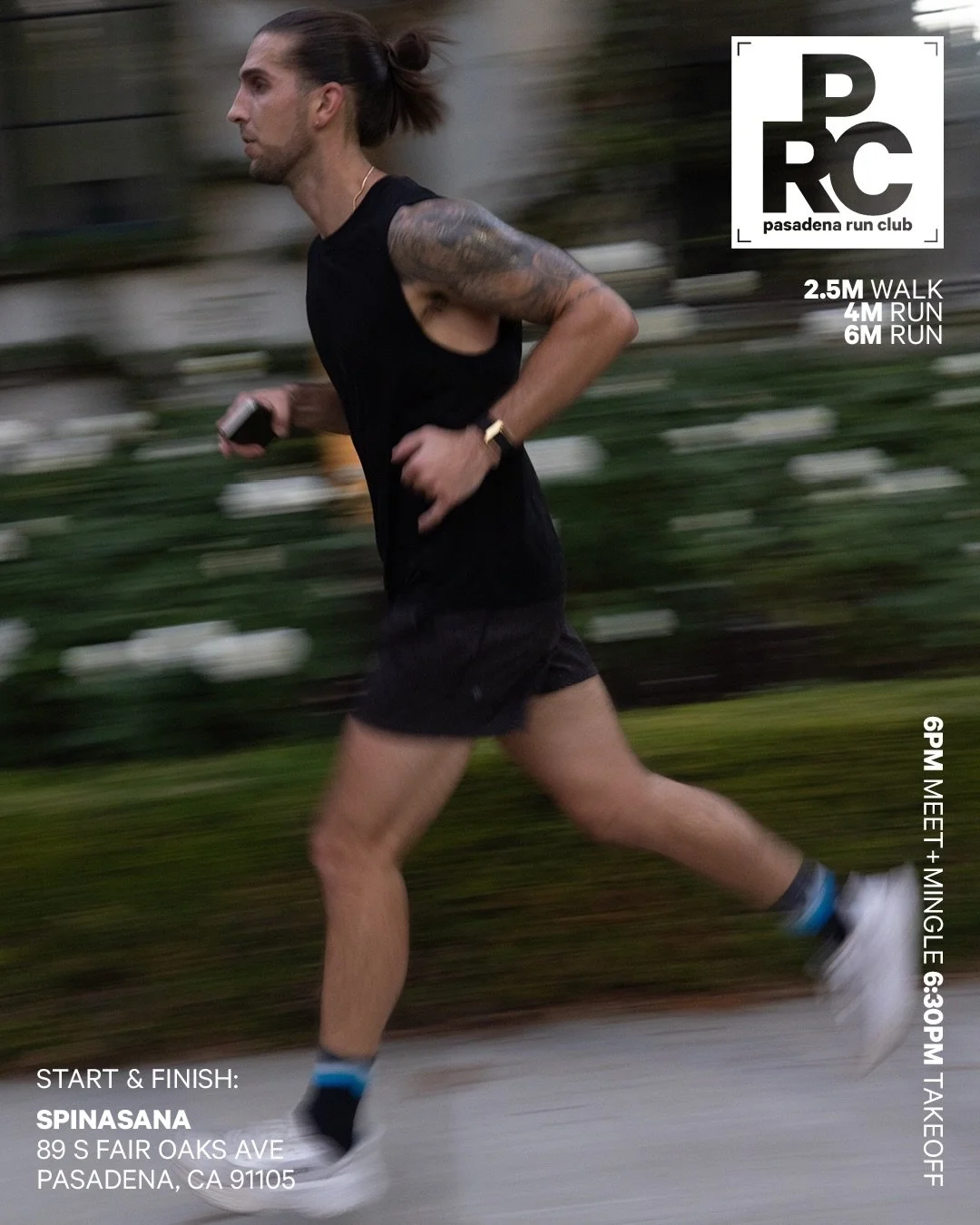 Running in the heat wave tonight, make sure you are hydrated properly and listen to your body. 

SPINASANA
89 S Fair Oaks Ave
Pasadena, CA 91105

The run will start and finish there (only a few blocks away from our usual start on Colorado). As always