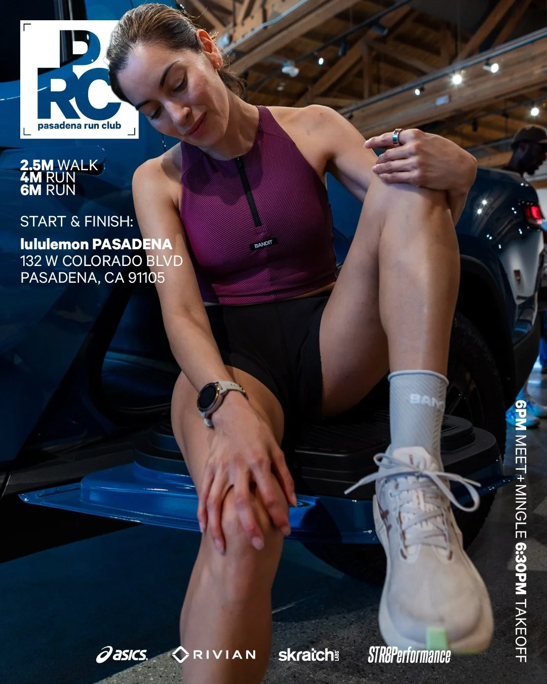 Thank you to @rivianofficial Pasadena for hosting us last week and everyone who came out  for the run and walk. @asicsrunning had a demo, @trainstr8performance warmed us up, and @skratchlabs was also on hand to keep us hydrated. 

This week we are ba