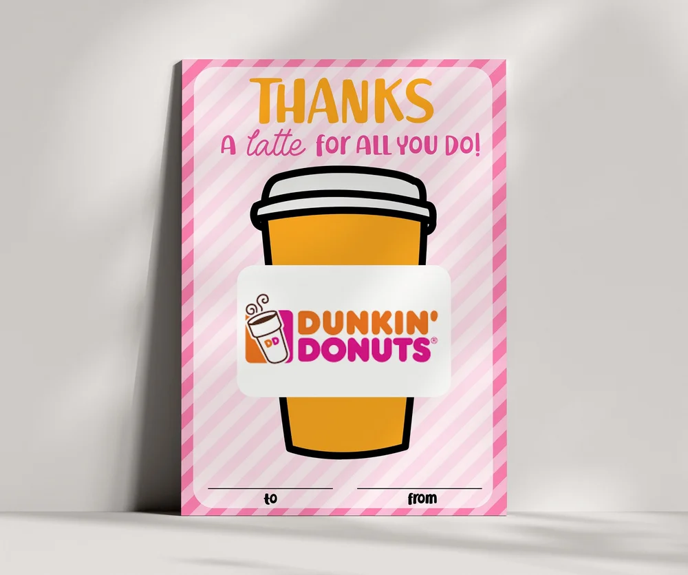 Dunkin Coffee Gift Card Holder - Appreciation Printable — Party Paper Co dunkin-coffee-gift-card-holder-appreciation-printable-party-paper-co