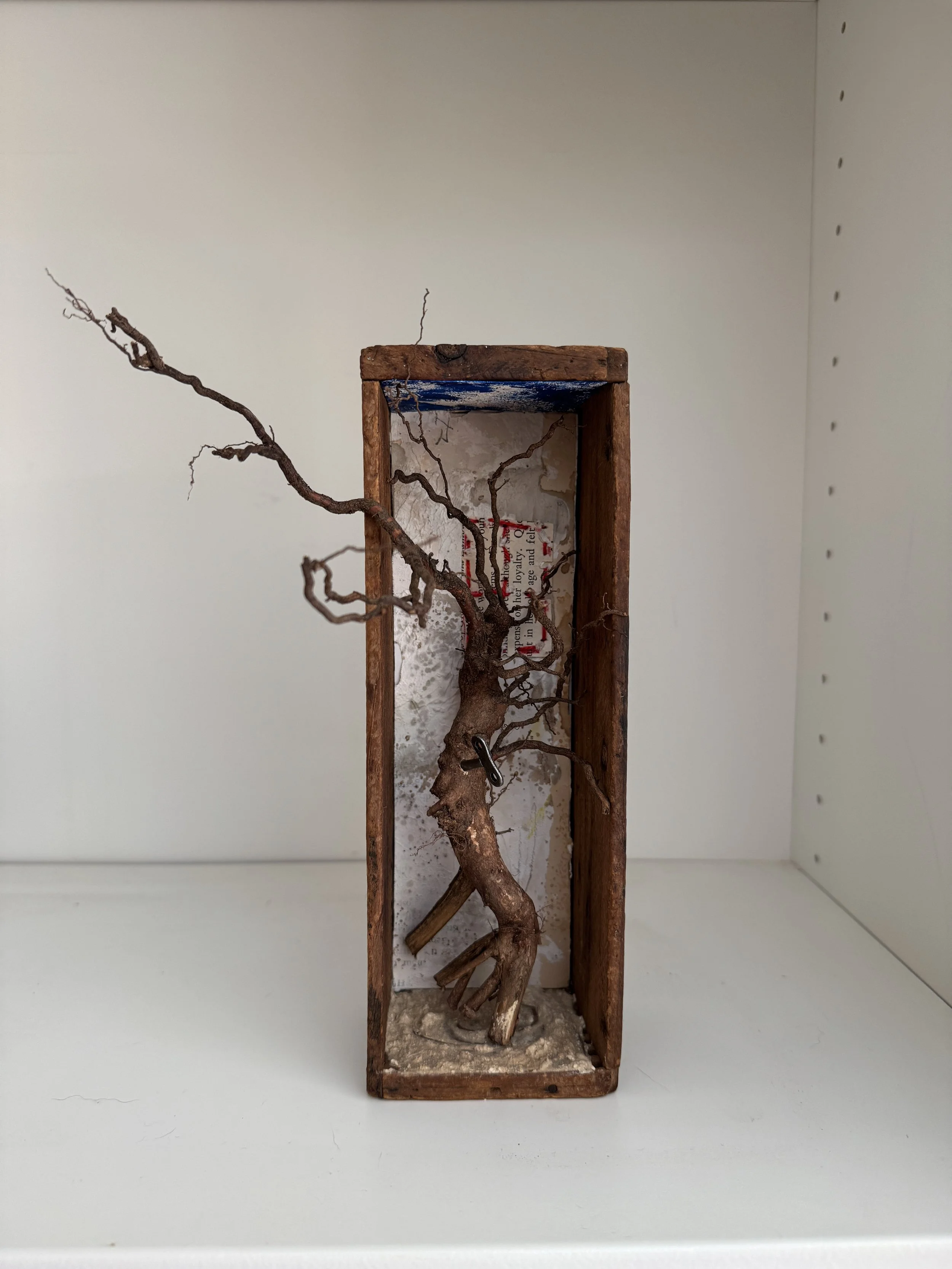 Becoming mixed media assemblage with root, wind up key, altered ephemera_Art by Lyz Kelk_3.jpeg