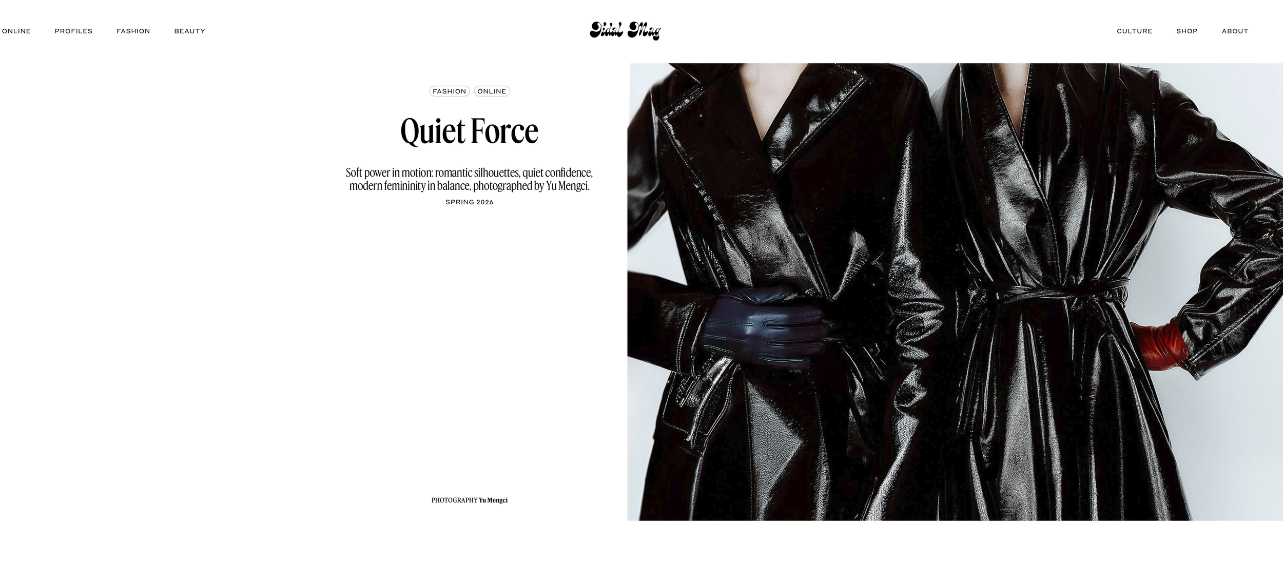 Quiet Force
Soft power in motion: romantic silhouettes, quiet confidence, modern femininity in balance, photographed by Yu Mengci.

STORY CREDITS
MODEL Junli Zhao @ Elite Model Management, MODEL Yurim Bae @ State Management, MODEL Song Injun @ Q Mode