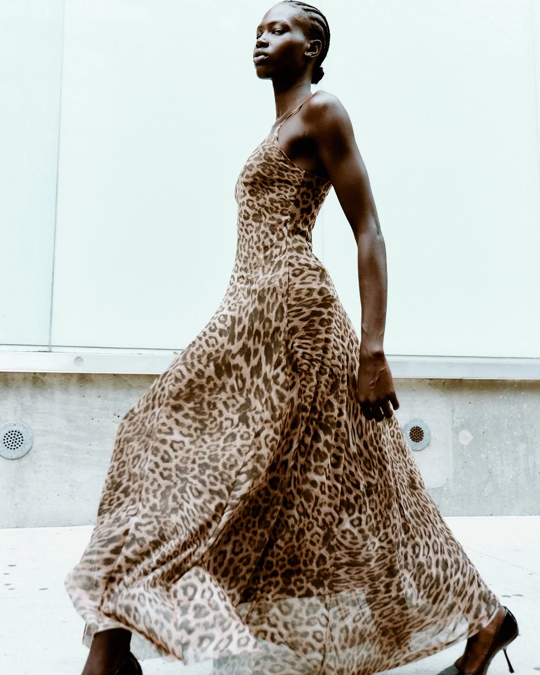 Abok Yor of One Management photographed by Yu Mengci wearing a Zara shirt and Michael Kors shoes