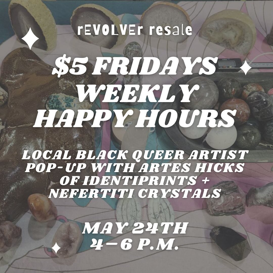 Next Friday, May 24th, come support a local queer Black artist @identiprints &amp; @nefertiti.crystals popping up from 4&ndash;6 p.m. at our $5 Friday weekly happy hour! 🍻❤️

Award-winning Printmaker Artes Hicks is a visual artist,  currently residi