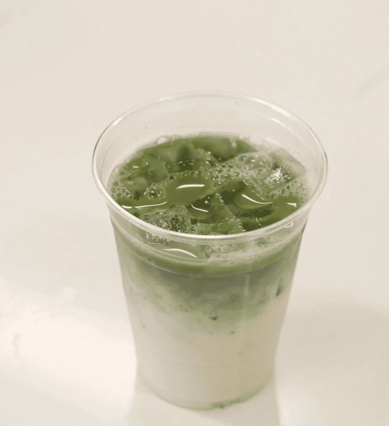 cup of iced matcha on the counter