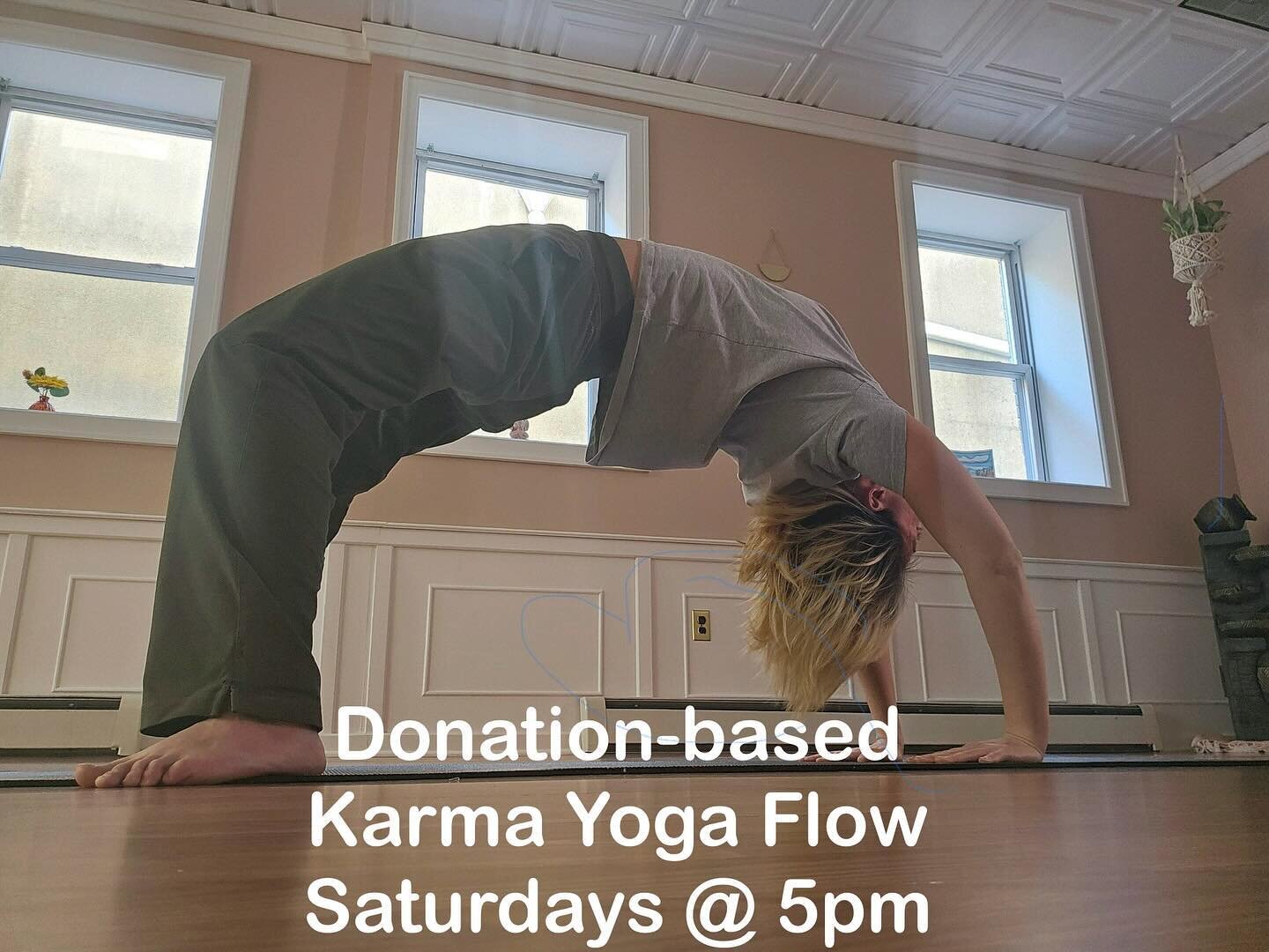 If you missed it this week, stop by next Saturday 1/20 at 5pm for our donation based class. Shoutout to our Karma yogi, Korra.