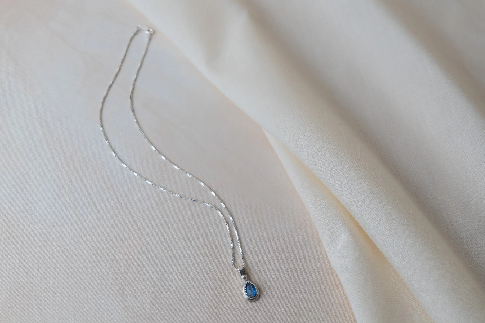 Blue Kyanite Small Teardrop Necklace