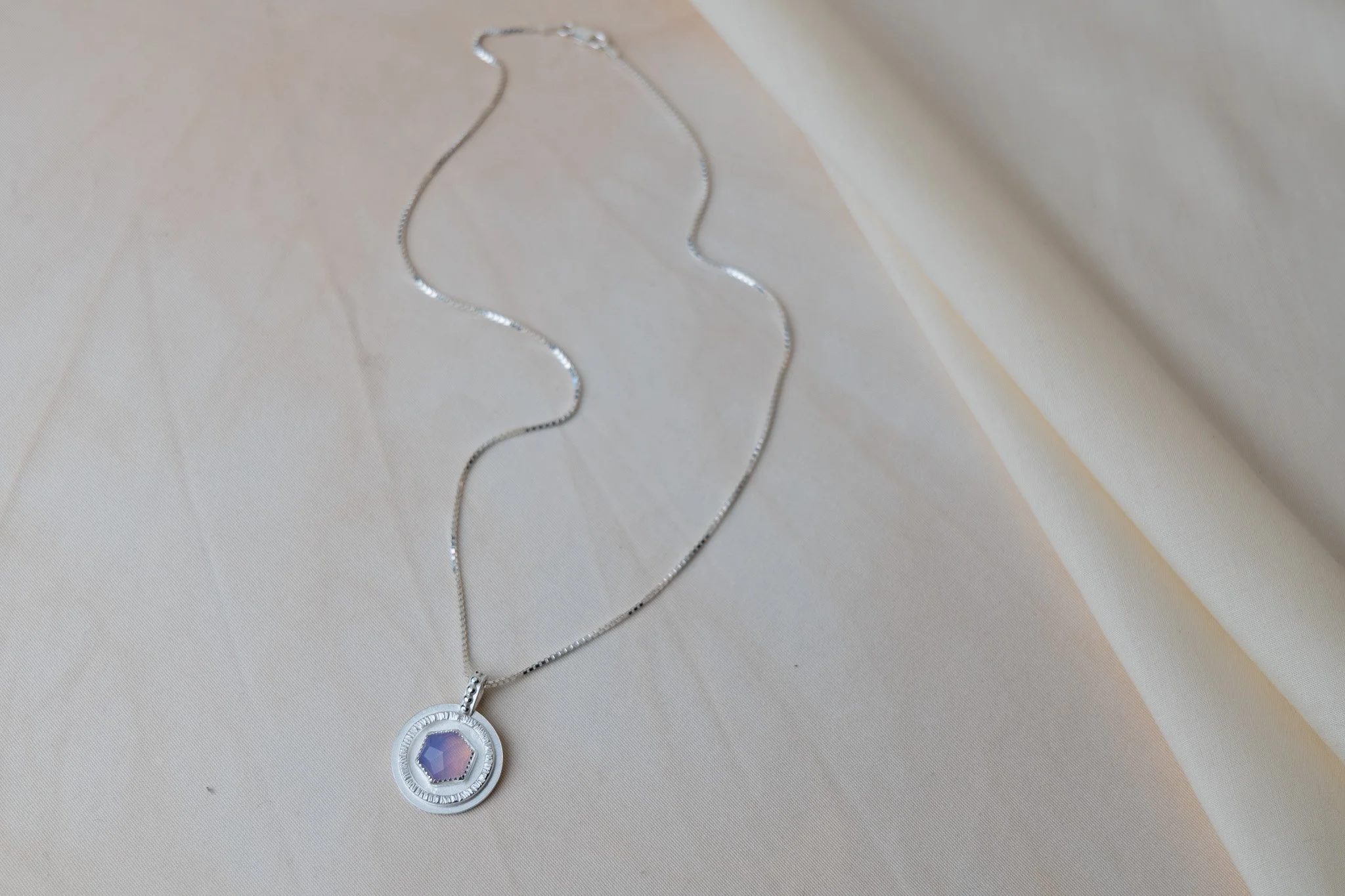 Lavender Quartz Ancient Coin Necklace