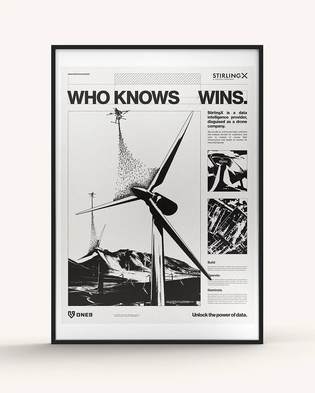 Portfolio_Series_007 // StirlingX
Knowing is half the battle. 
A data intelligence provider, disguised as a drone company, StirlingX is ONE9’s first UK investment. StirlingX provides end-to-end data collection and analysis service for critica