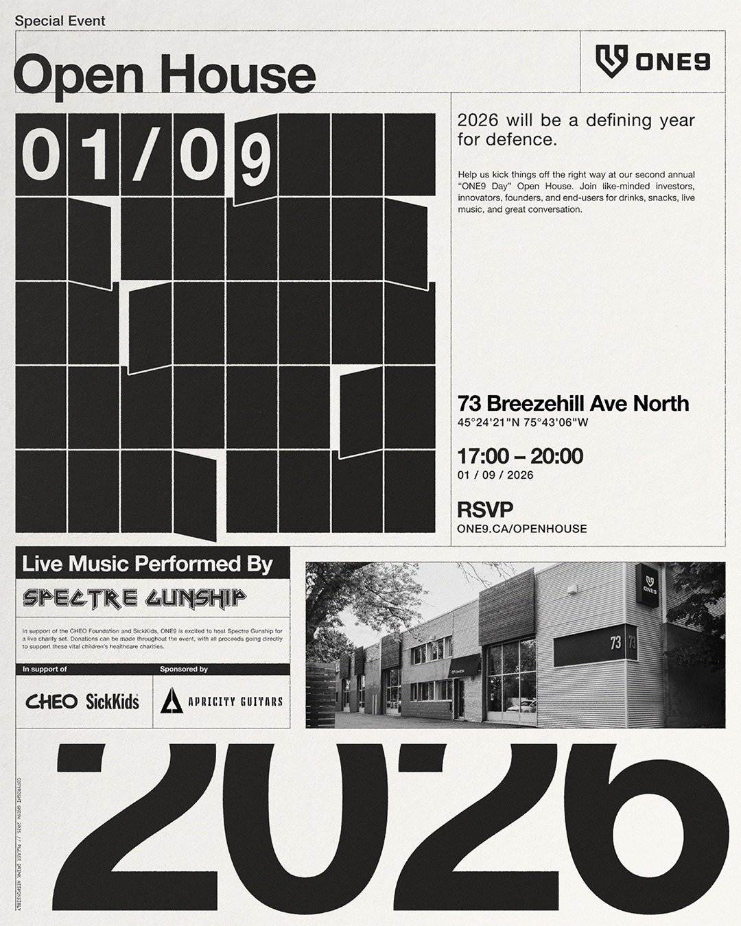 The tone won&rsquo;t set itself!

2026 will be a defining year for defence. Help us kick things off the right way at our second annual &ldquo;ONE9 Day&rdquo; Open House. 

Join like-minded investors, innovators, founders, and end-users for drinks, sn