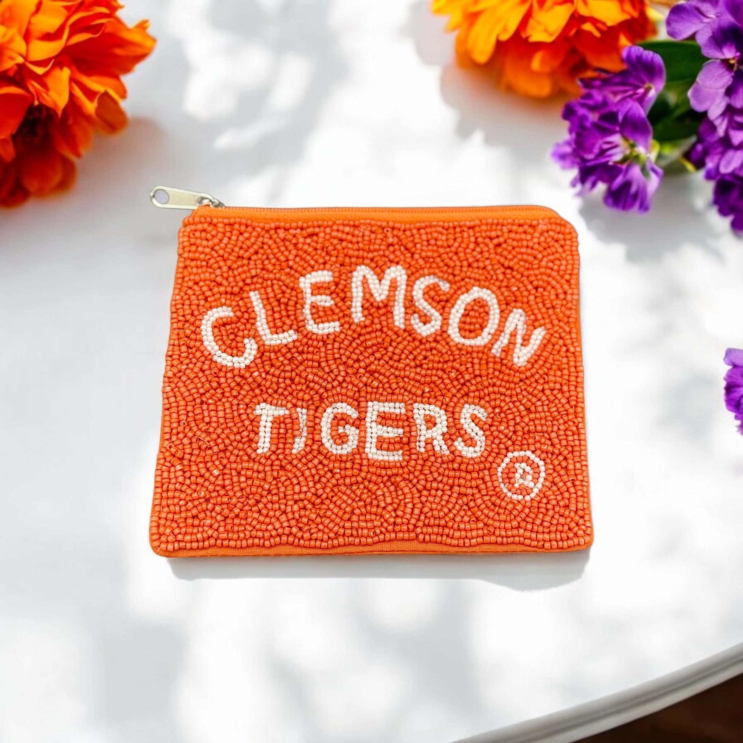 CLEMSON TIGERS BEADED POUCH