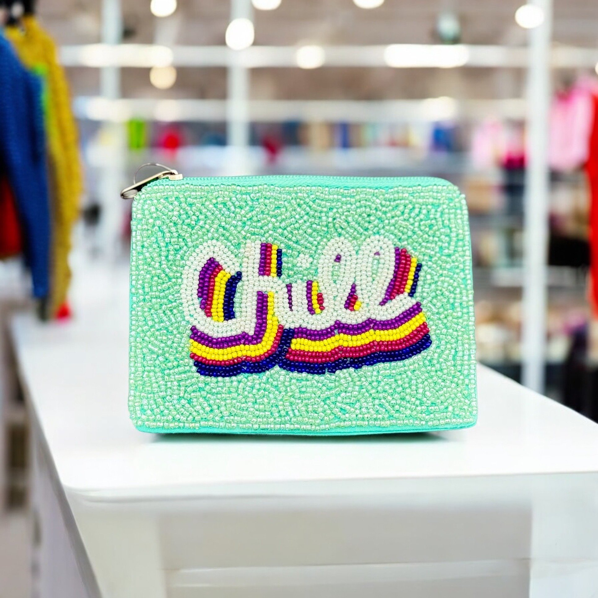 "Chill" Beaded Mini Pouch