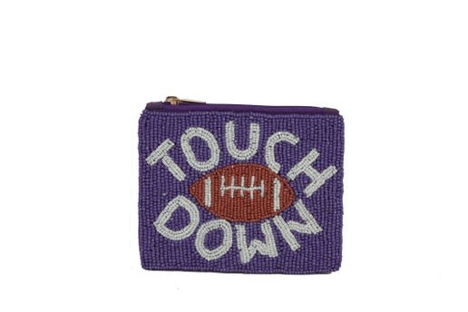 Purple "Touch Down" Beaded Coin Purse