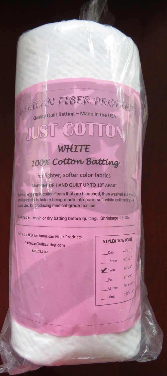 American Fiber Product - White Cotton Batting (Twin, 72 x 90) — A Needle  & Thread