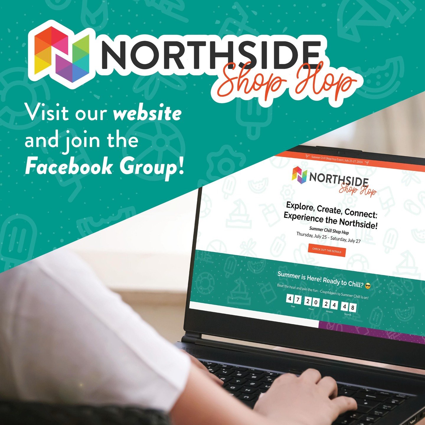 Just two more days! ⏰ Stay connected and get all the latest updates for the Summer Chill Shop Hop by visiting our website, www.northsideshophop.com, and joining our @Northside Shop Hop Facebook group! And please share your Shop Hop adventures with th